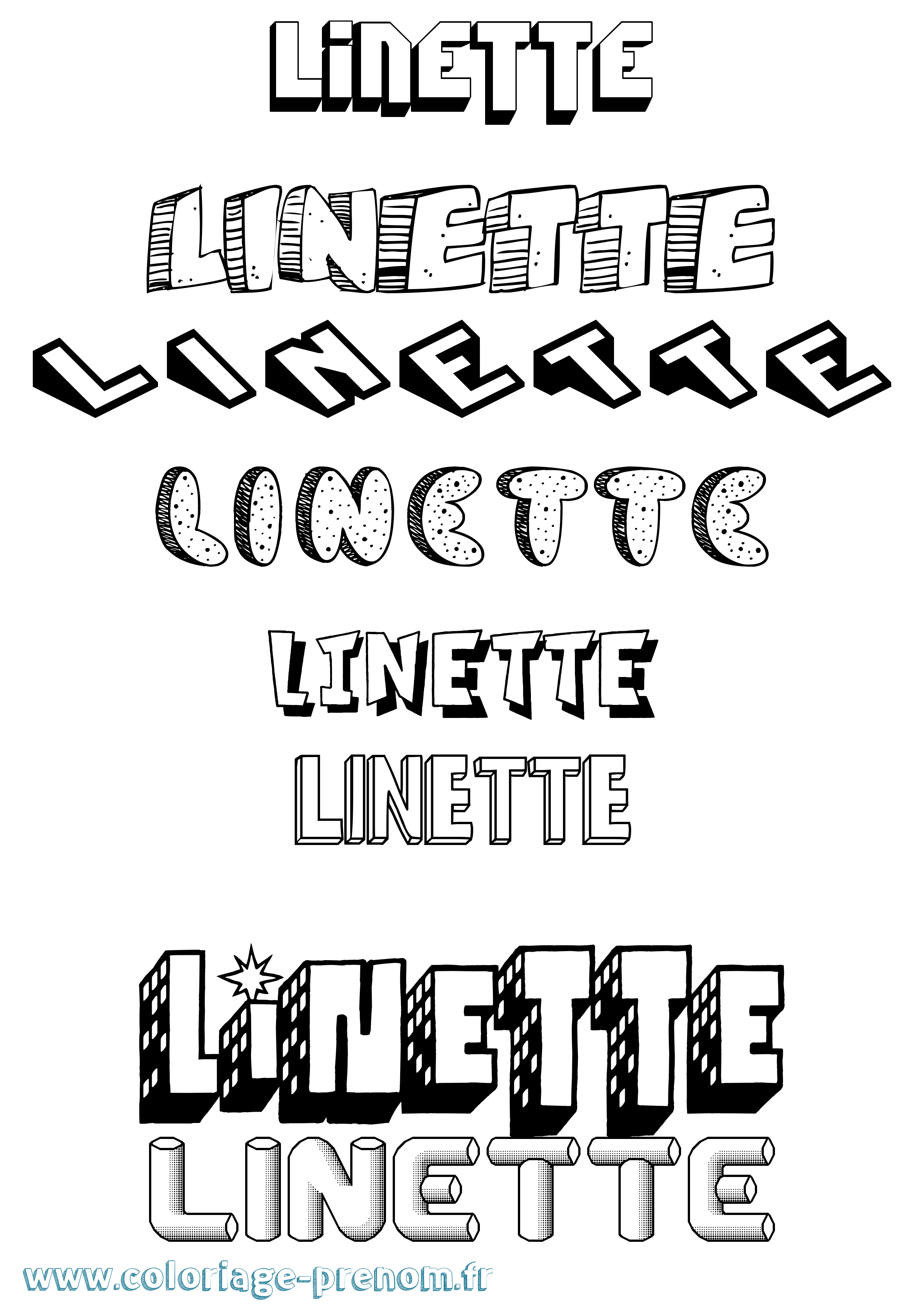 Coloriage Linette Effet 3D Coloriage prénom Linette Effet 3D