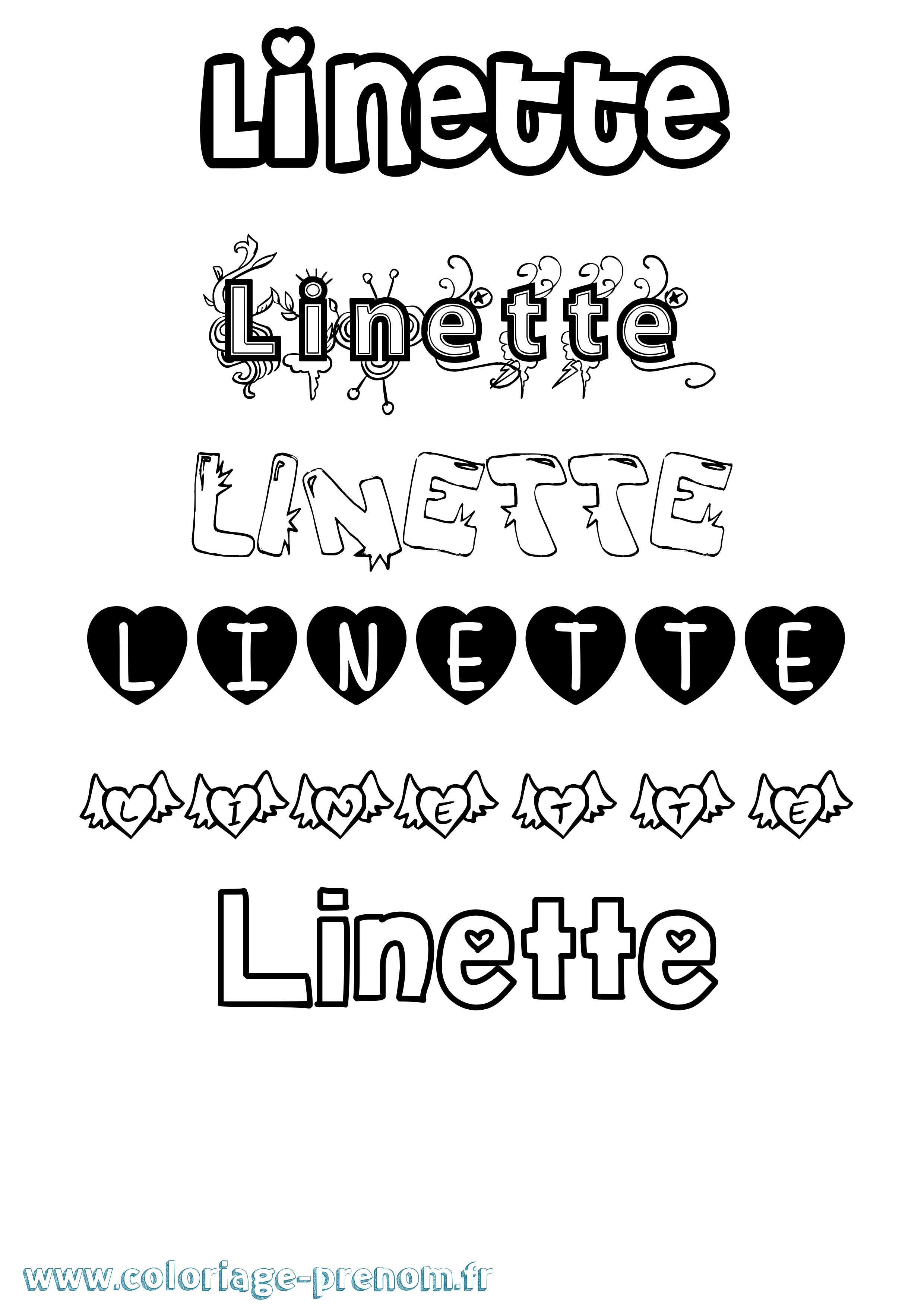 Coloriage Linette Girly Coloriage prénom Linette Girly