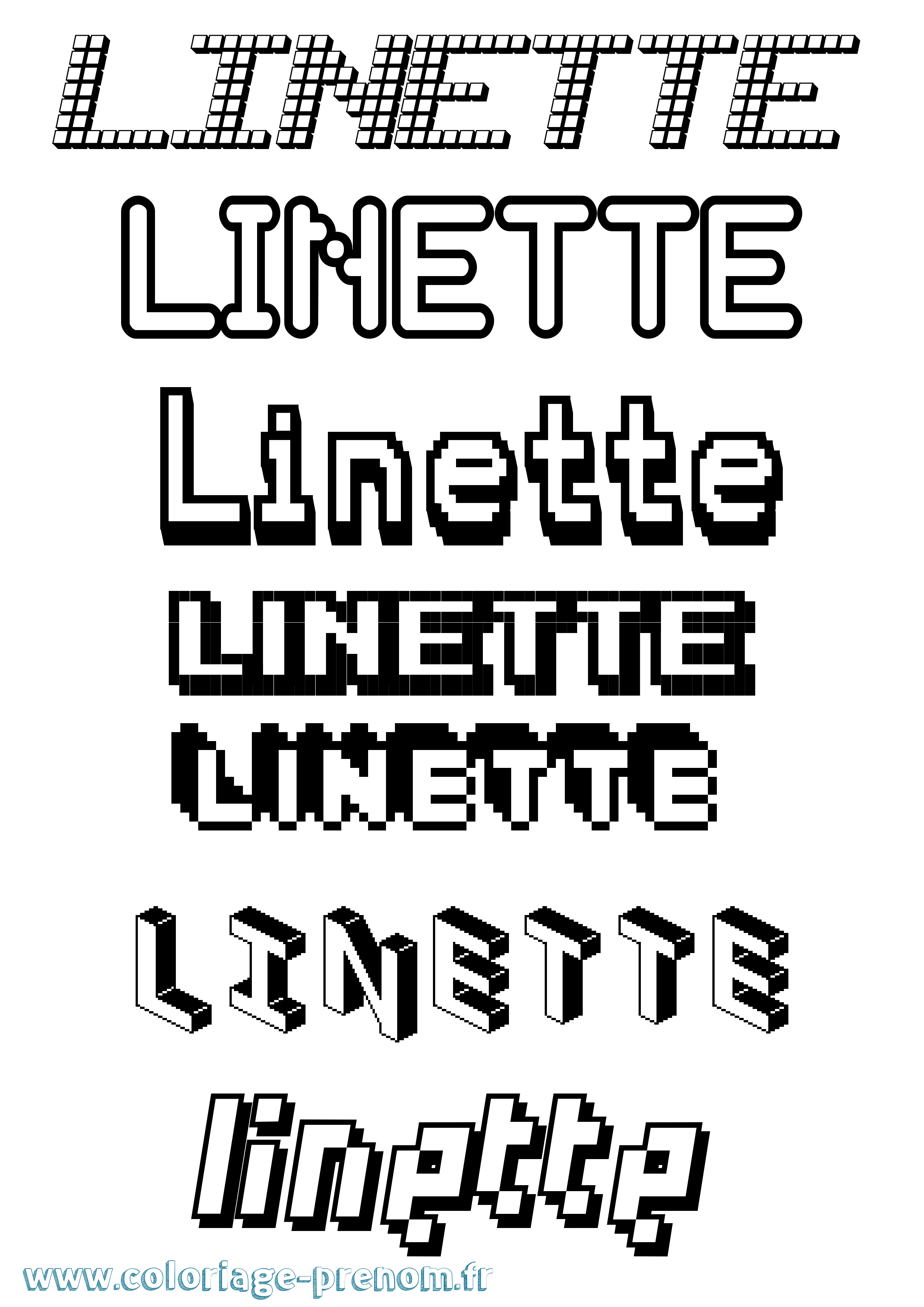 Coloriage Linette Pixel Coloriage prénom Linette Pixel