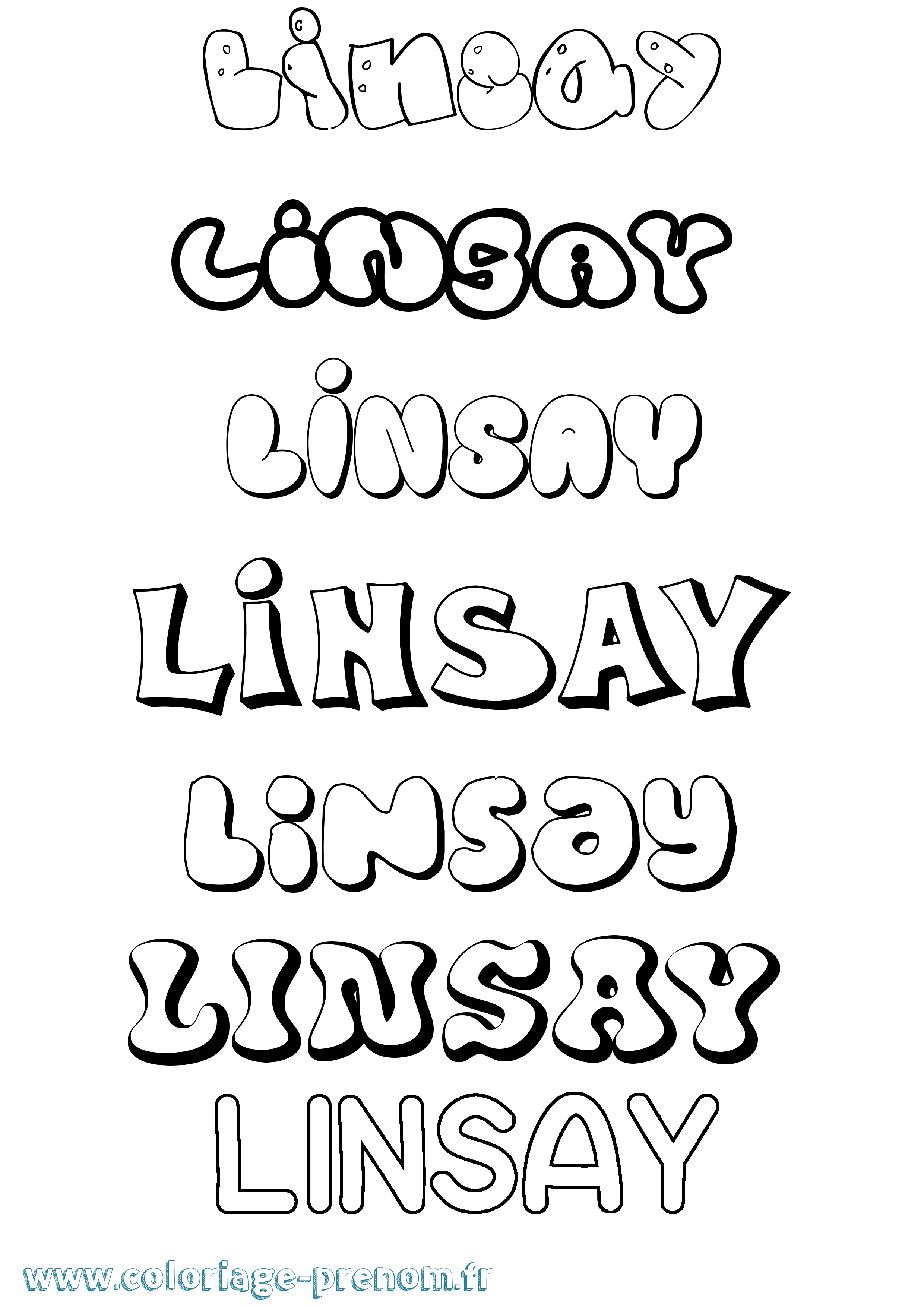 Coloriage Linsay Bubble Coloriage prénom Linsay Bubble
