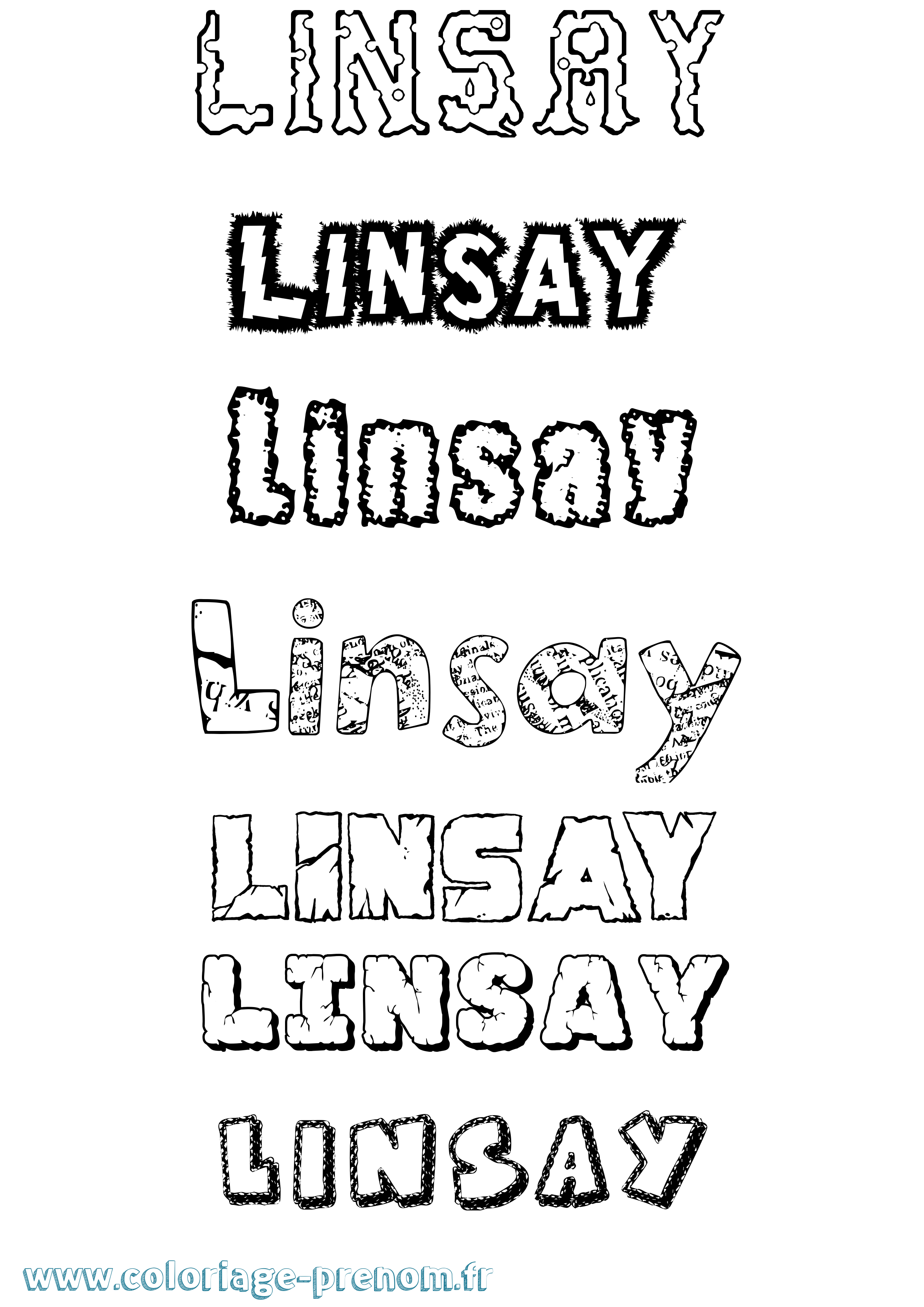 Coloriage Linsay Destructuré Coloriage prénom Linsay Destructuré