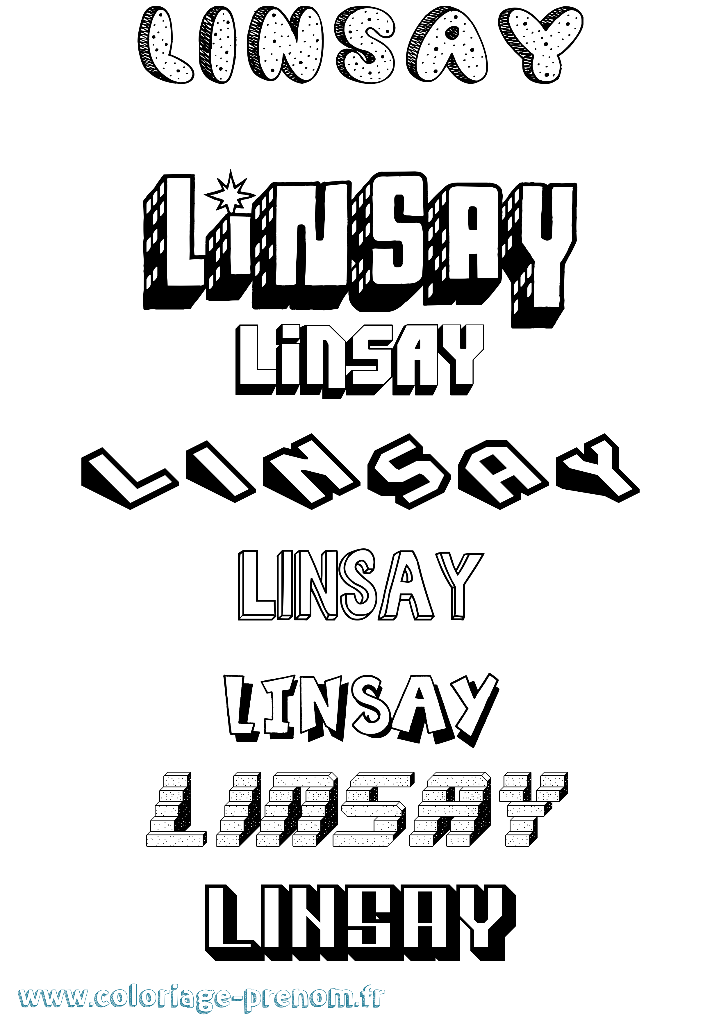 Coloriage Linsay Effet 3D Coloriage prénom Linsay Effet 3D