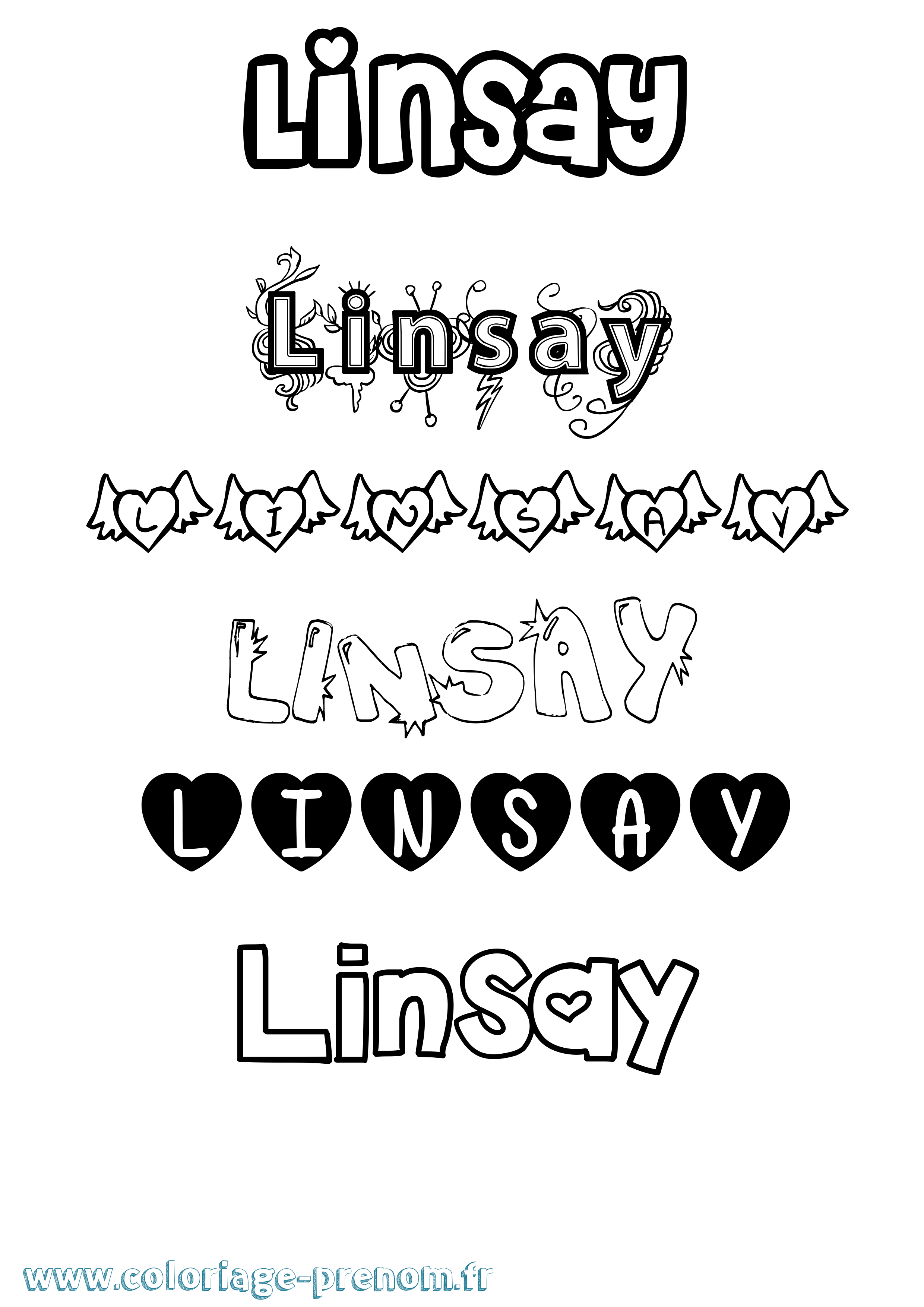 Coloriage Linsay Girly Coloriage prénom Linsay Girly