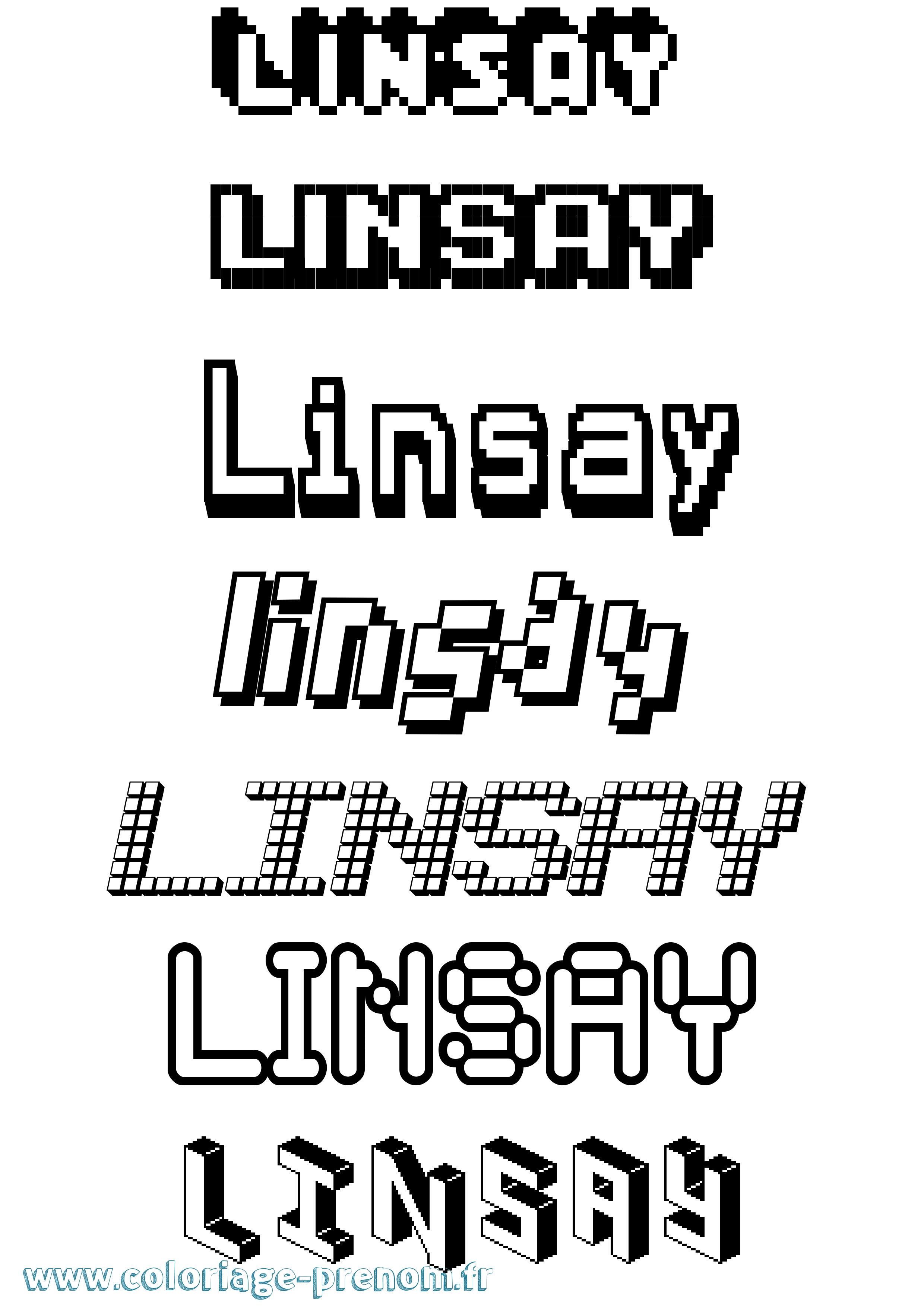 Coloriage Linsay Pixel Coloriage prénom Linsay Pixel