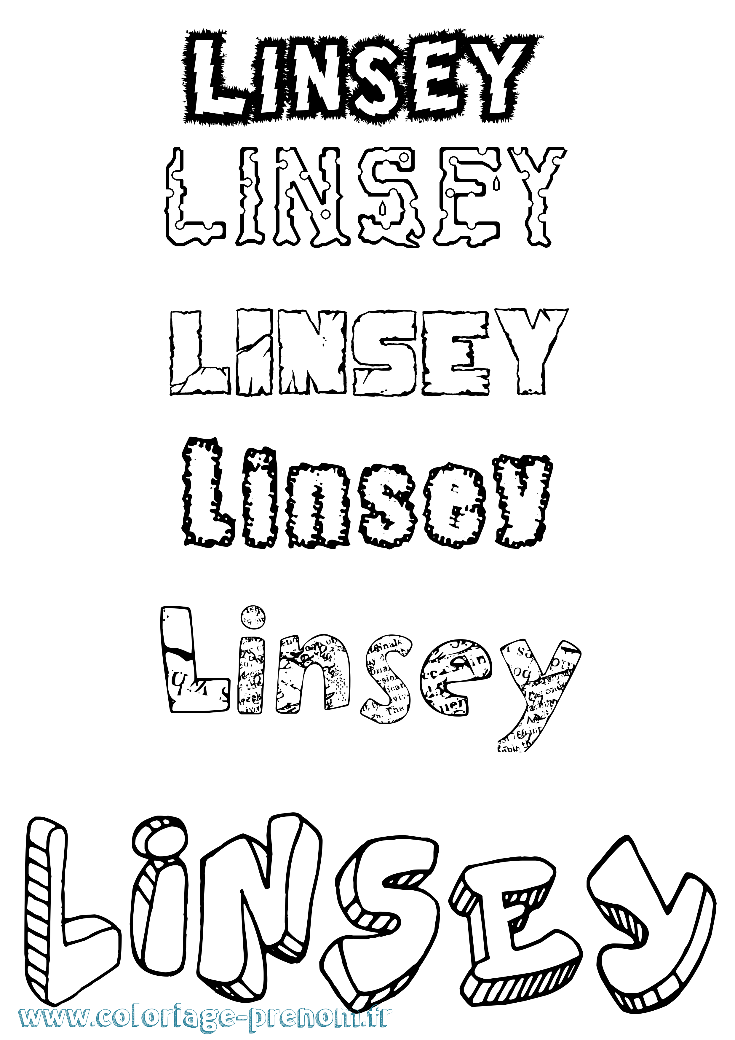 Coloriage Linsey Destructuré Coloriage prénom Linsey Destructuré