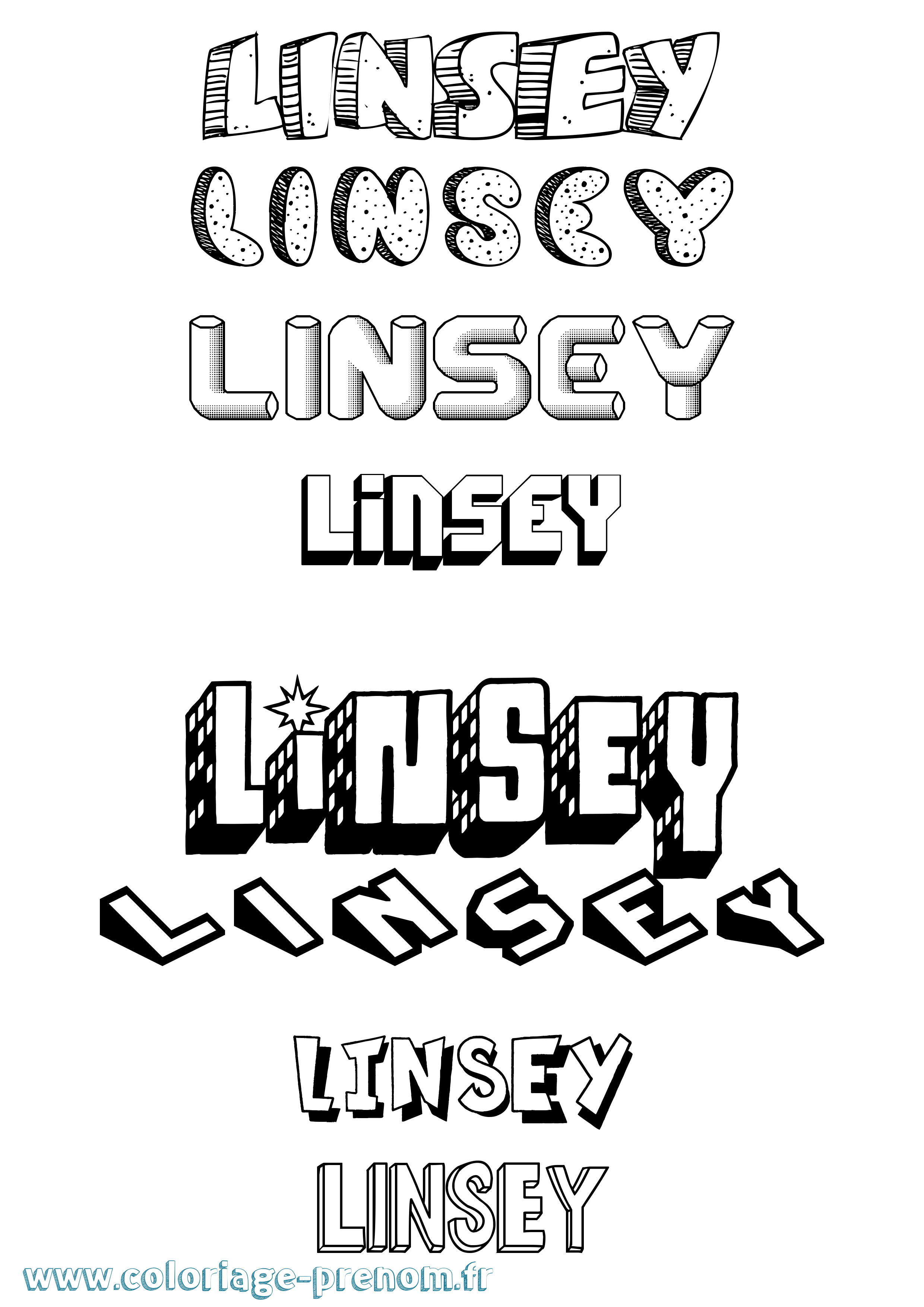 Coloriage Linsey Effet 3D Coloriage prénom Linsey Effet 3D