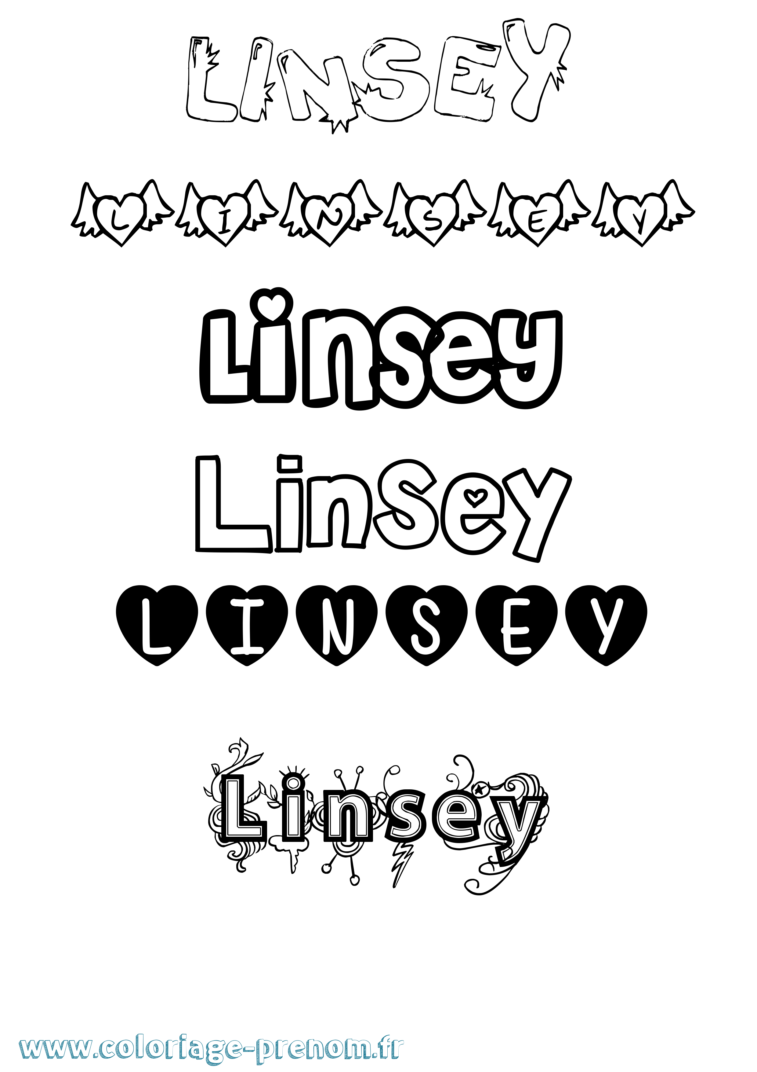 Coloriage Linsey Girly Coloriage prénom Linsey Girly