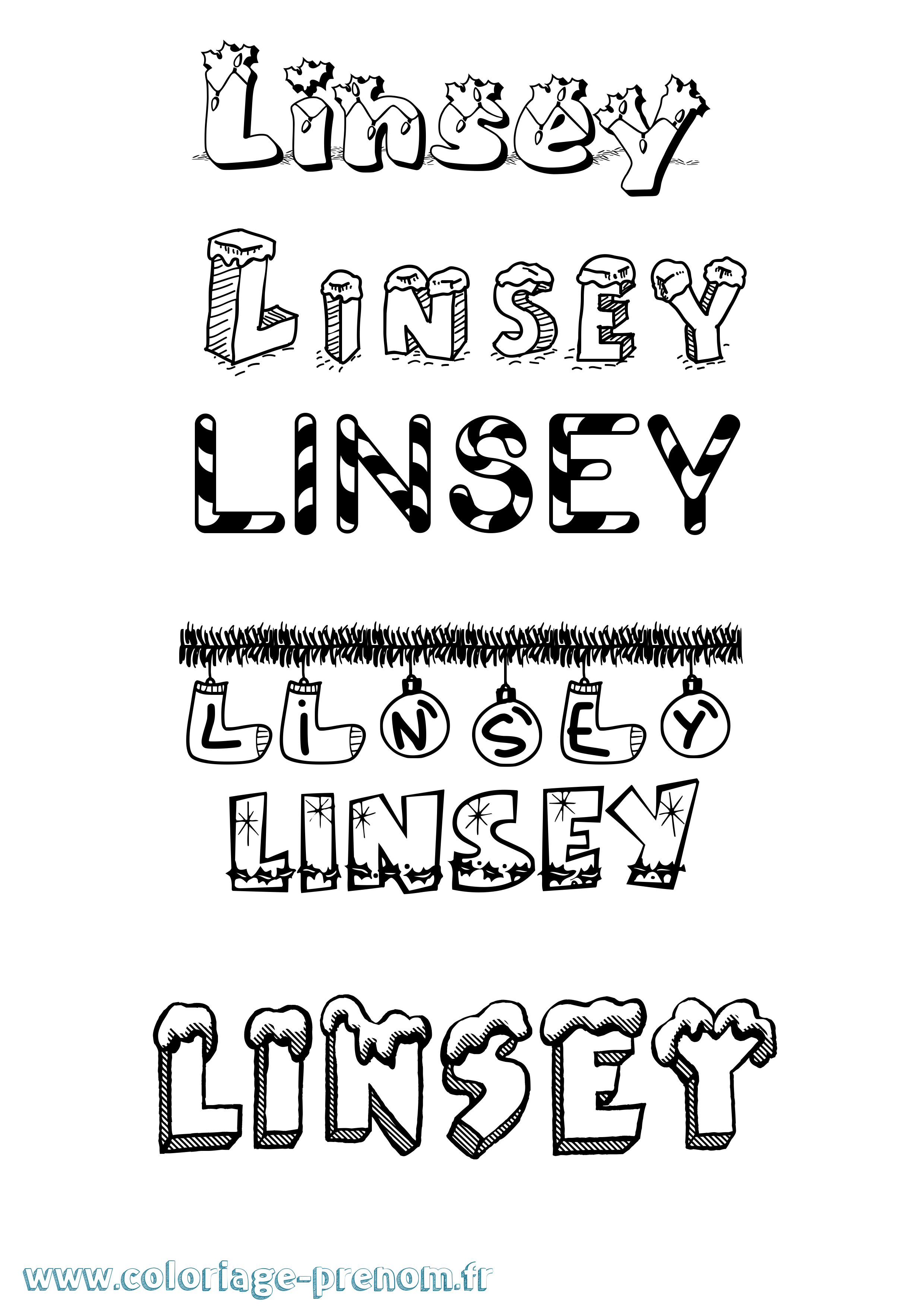 Coloriage Linsey Noël Coloriage prénom Linsey Noël