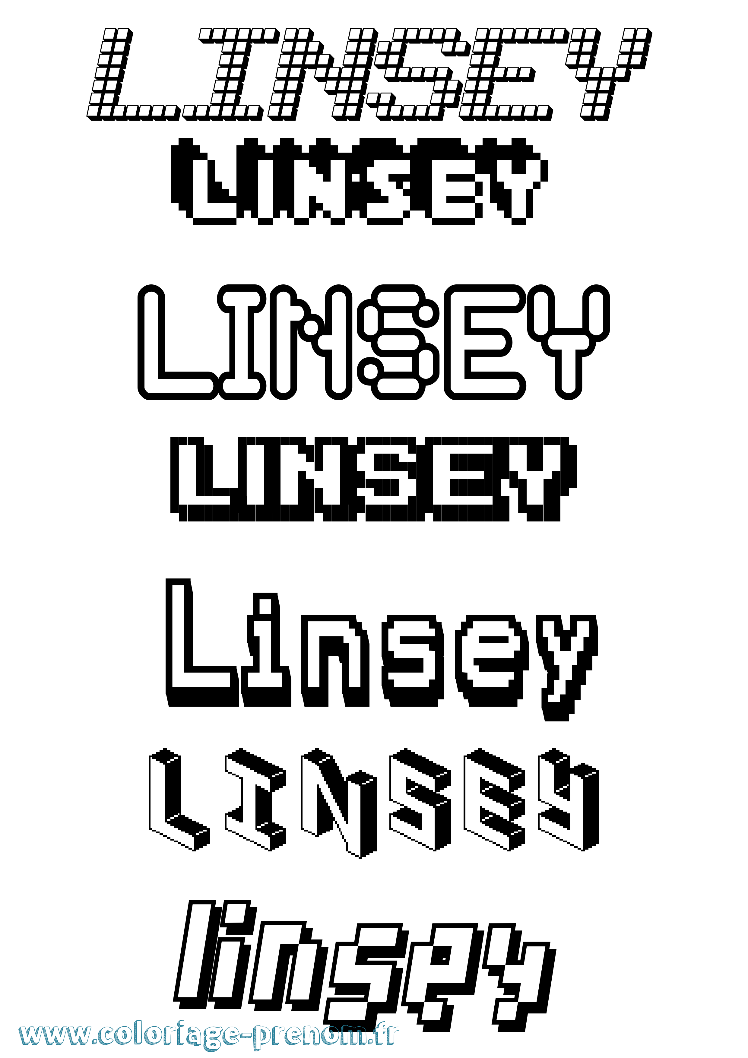 Coloriage Linsey Pixel Coloriage prénom Linsey Pixel