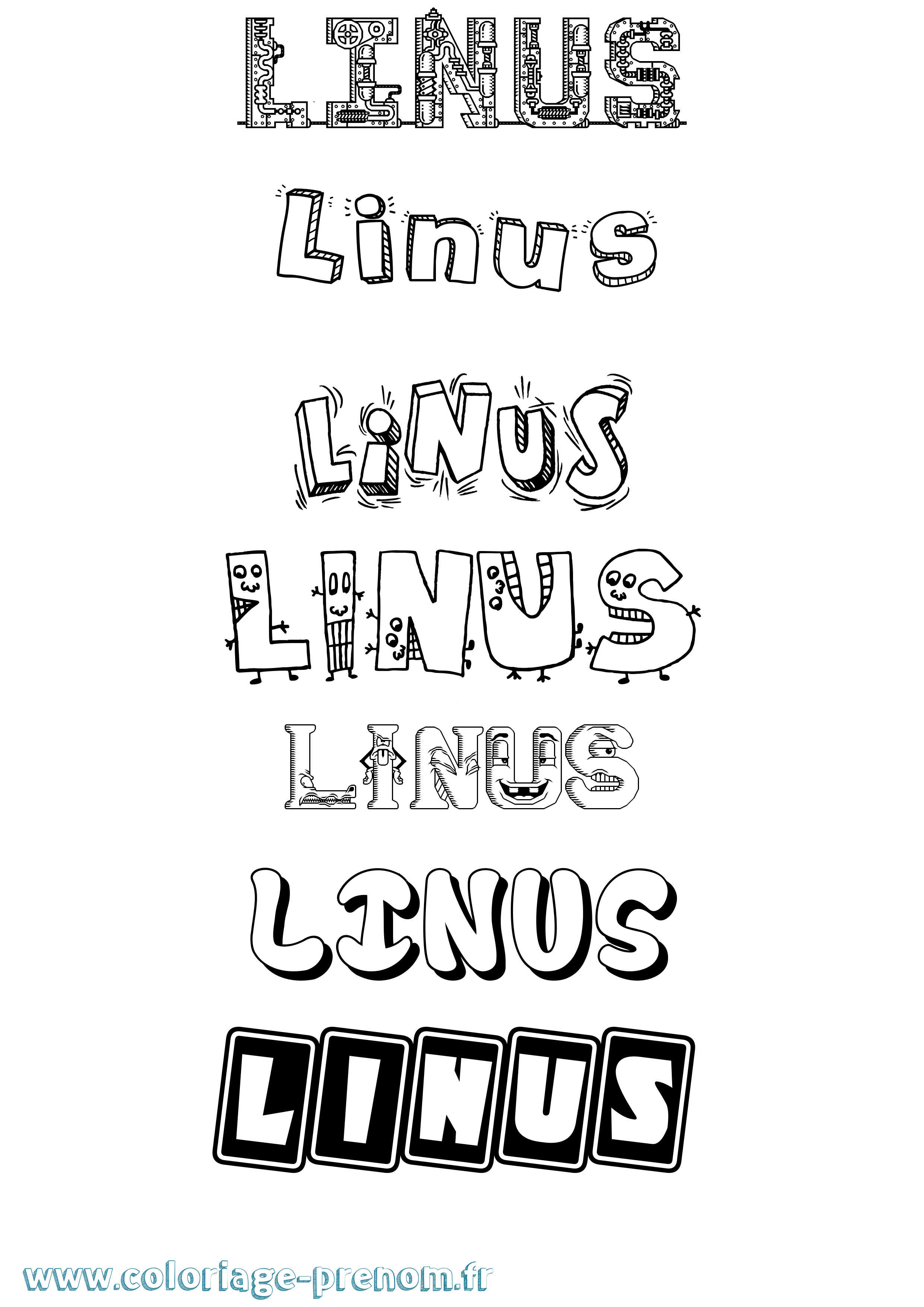 Coloriage Linus Fun Coloriage prénom Linus Fun