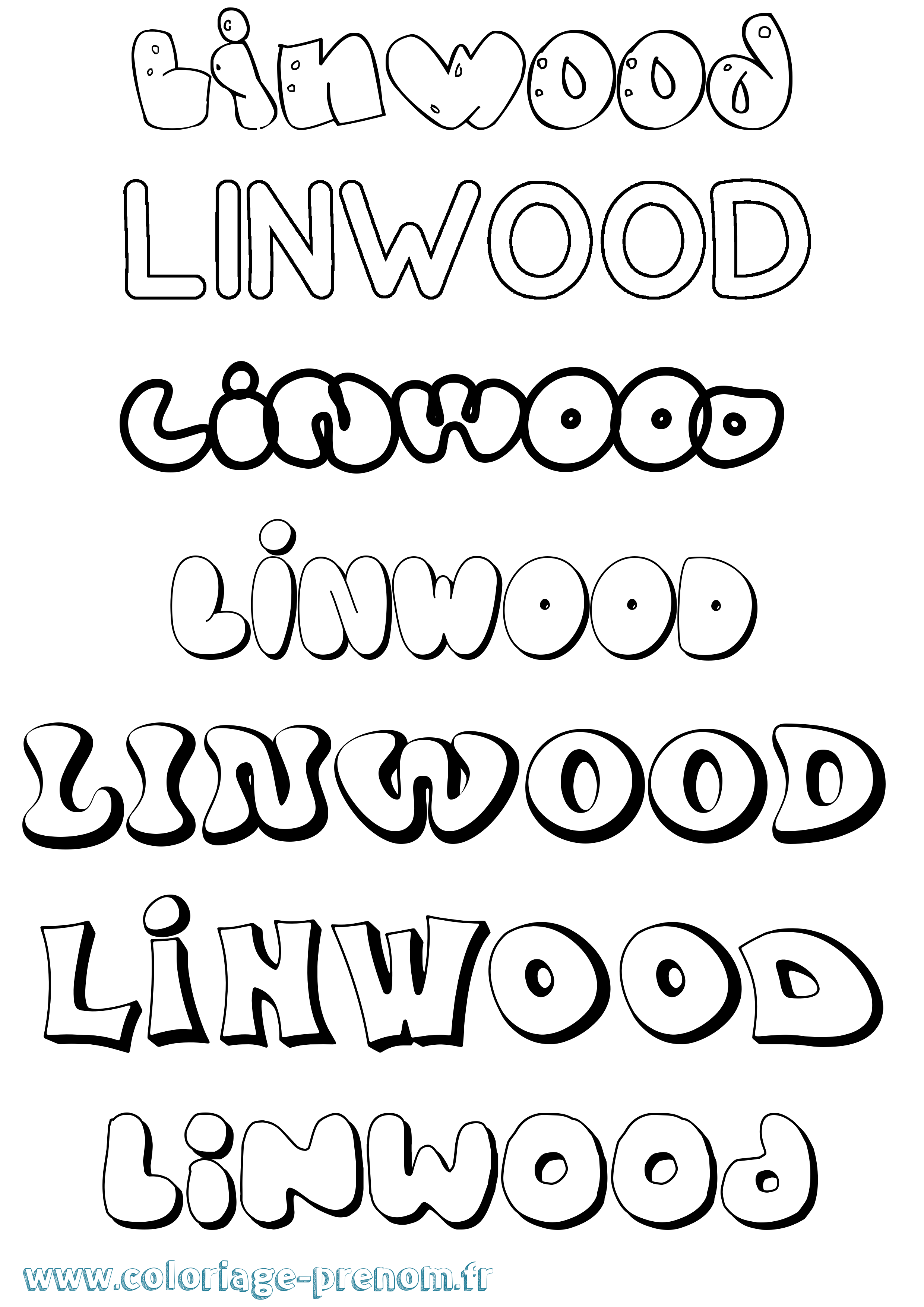 Coloriage Linwood Bubble Coloriage prénom Linwood Bubble
