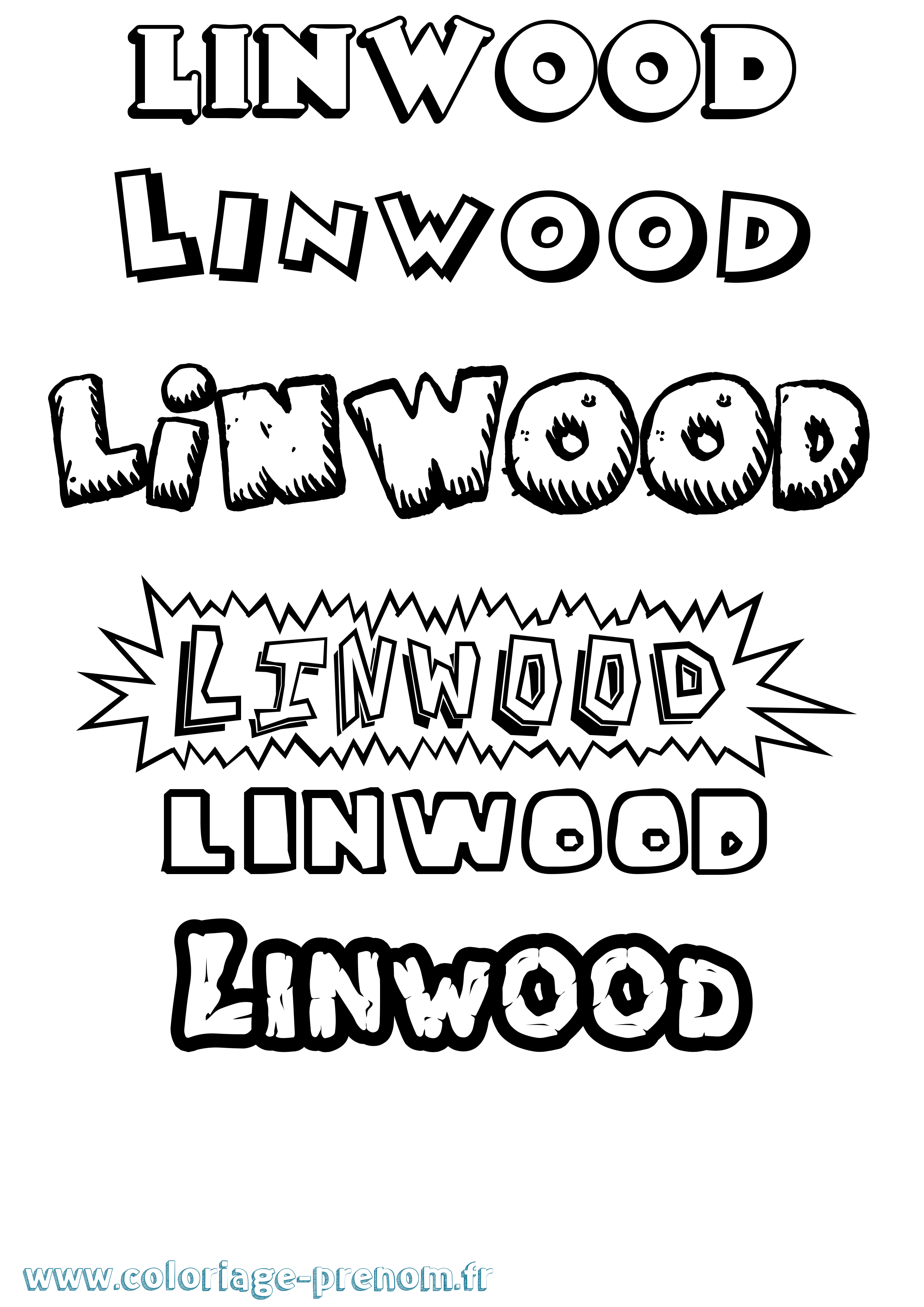 Coloriage Linwood Dessin Animé Coloriage prénom Linwood Dessin Animé