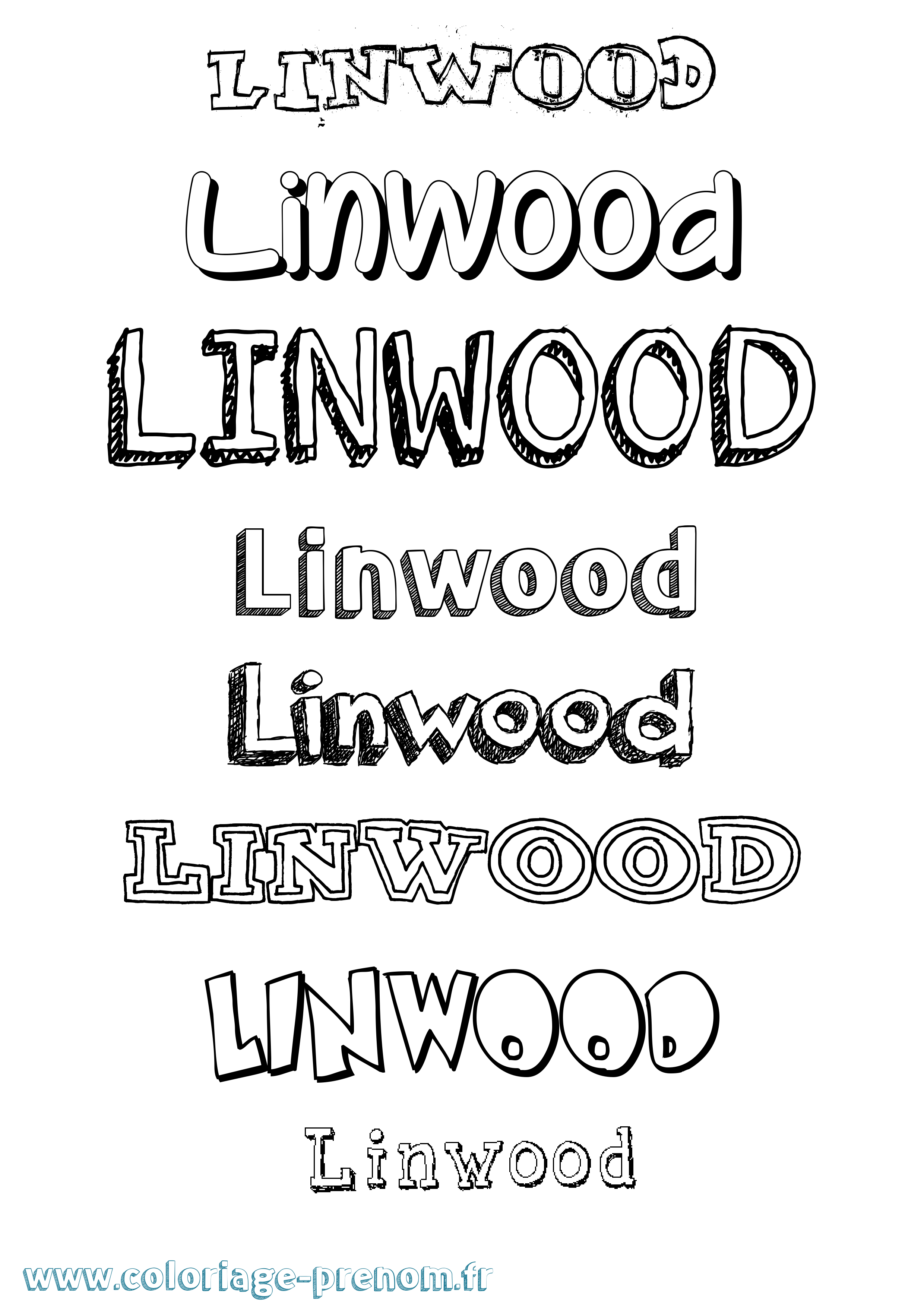 Coloriage Linwood Dessiné Coloriage prénom Linwood Dessiné