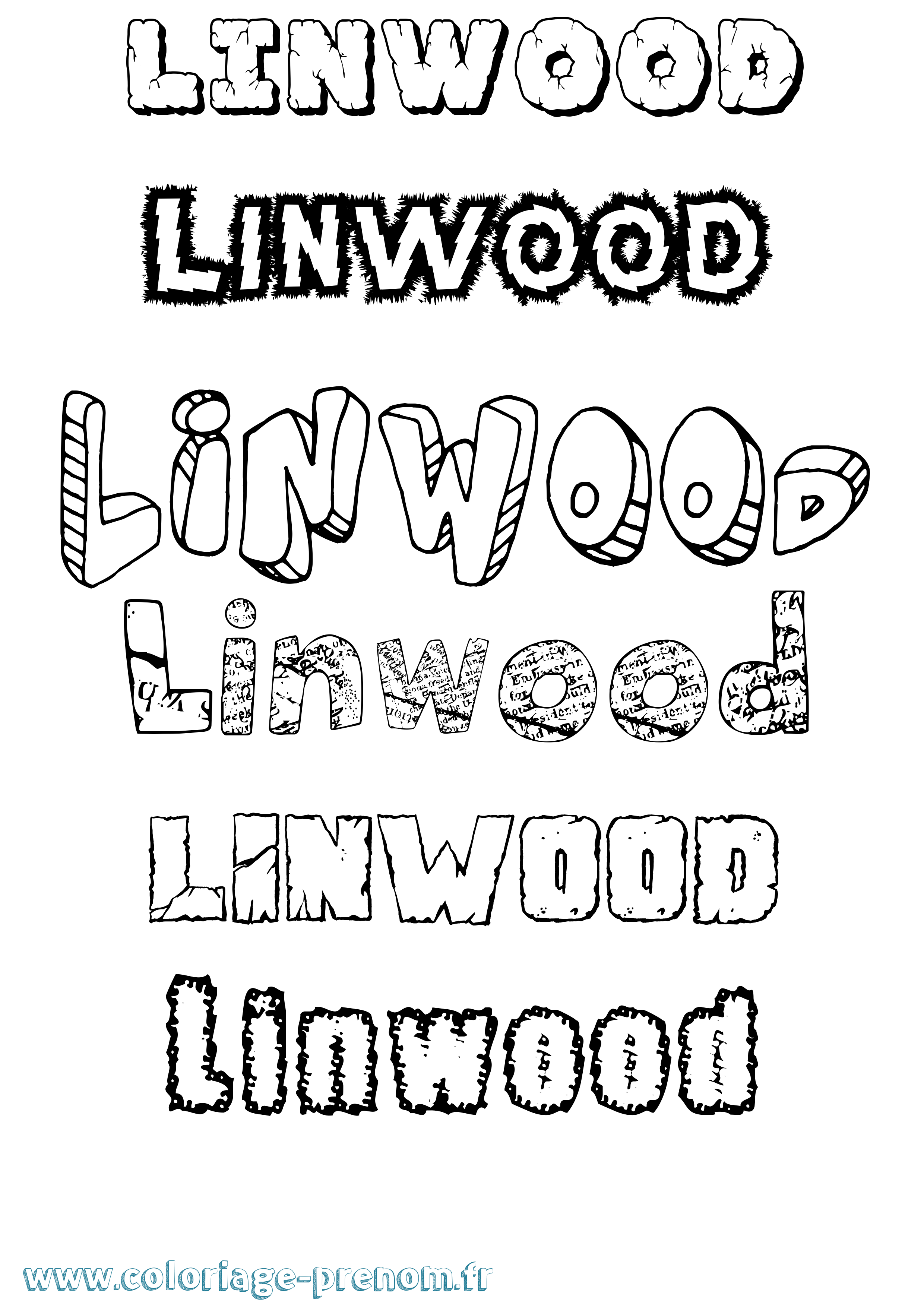 Coloriage Linwood Destructuré Coloriage prénom Linwood Destructuré
