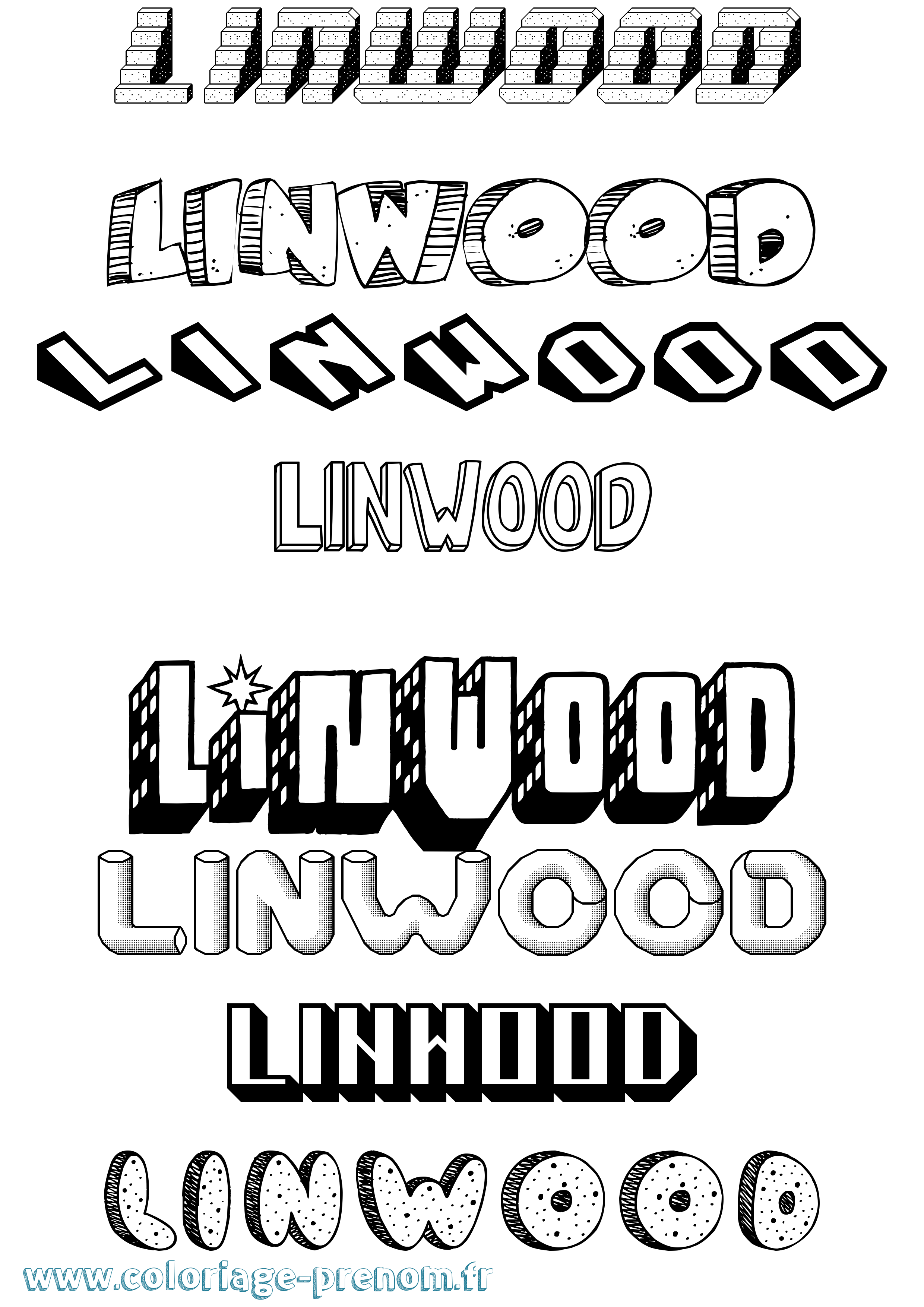 Coloriage Linwood Effet 3D Coloriage prénom Linwood Effet 3D