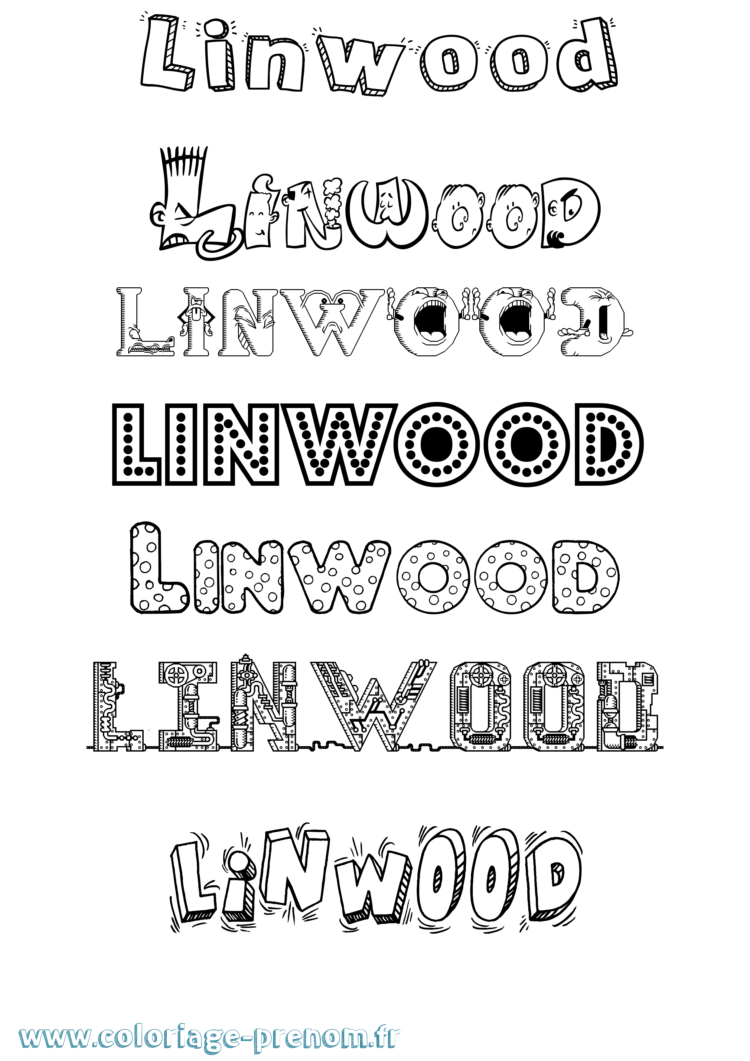 Coloriage Linwood Fun Coloriage prénom Linwood Fun