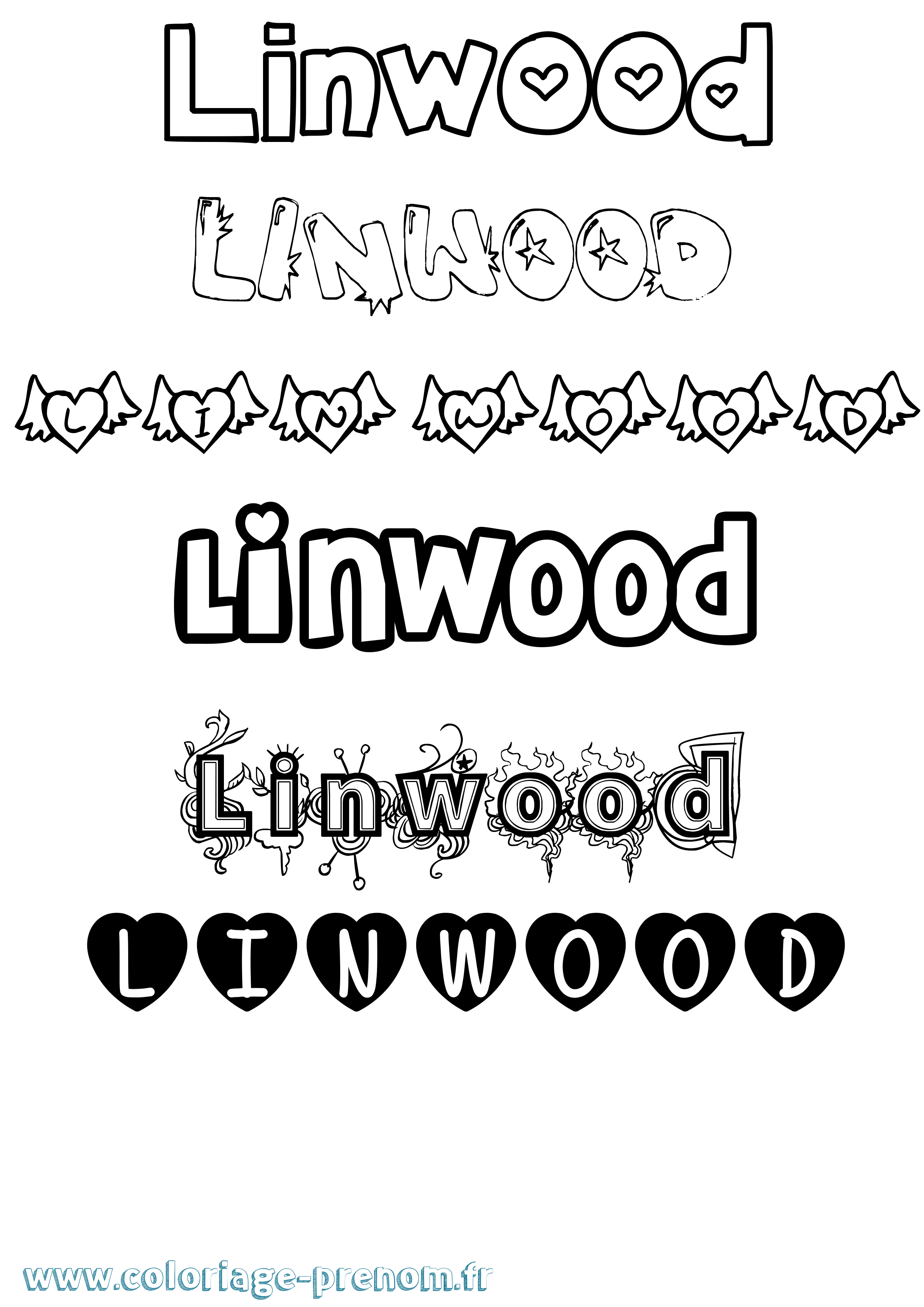 Coloriage Linwood Girly Coloriage prénom Linwood Girly