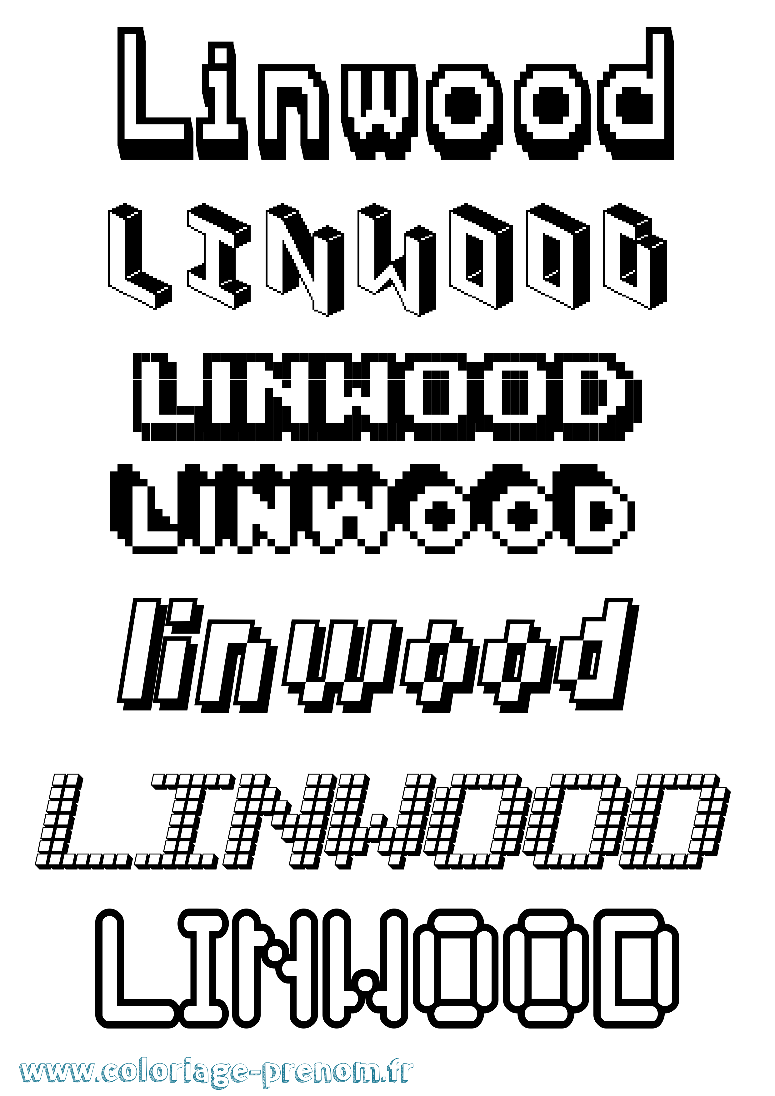 Coloriage Linwood Pixel Coloriage prénom Linwood Pixel