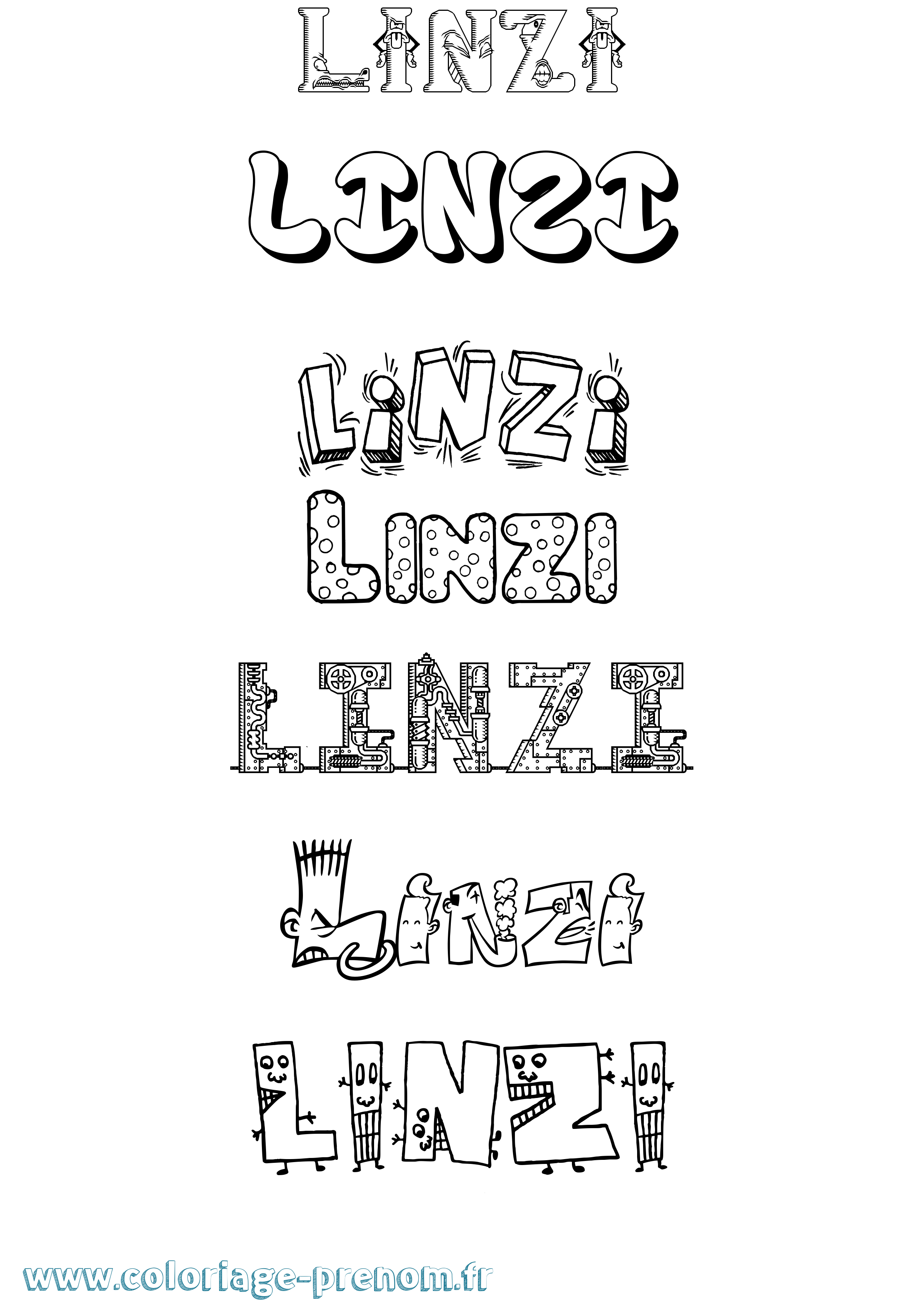 Coloriage Linzi Fun Coloriage prénom Linzi Fun