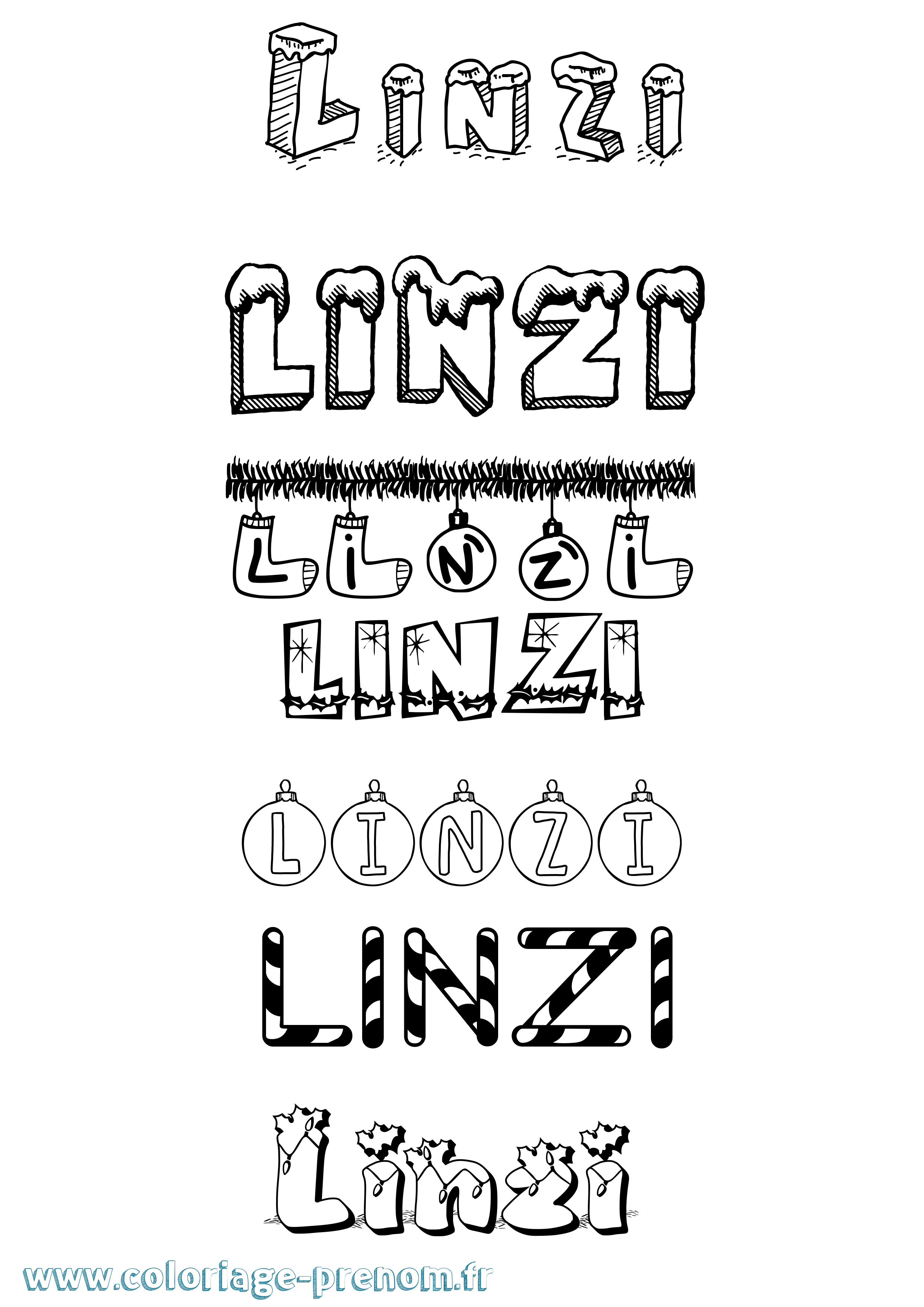 Coloriage Linzi Noël Coloriage prénom Linzi Noël