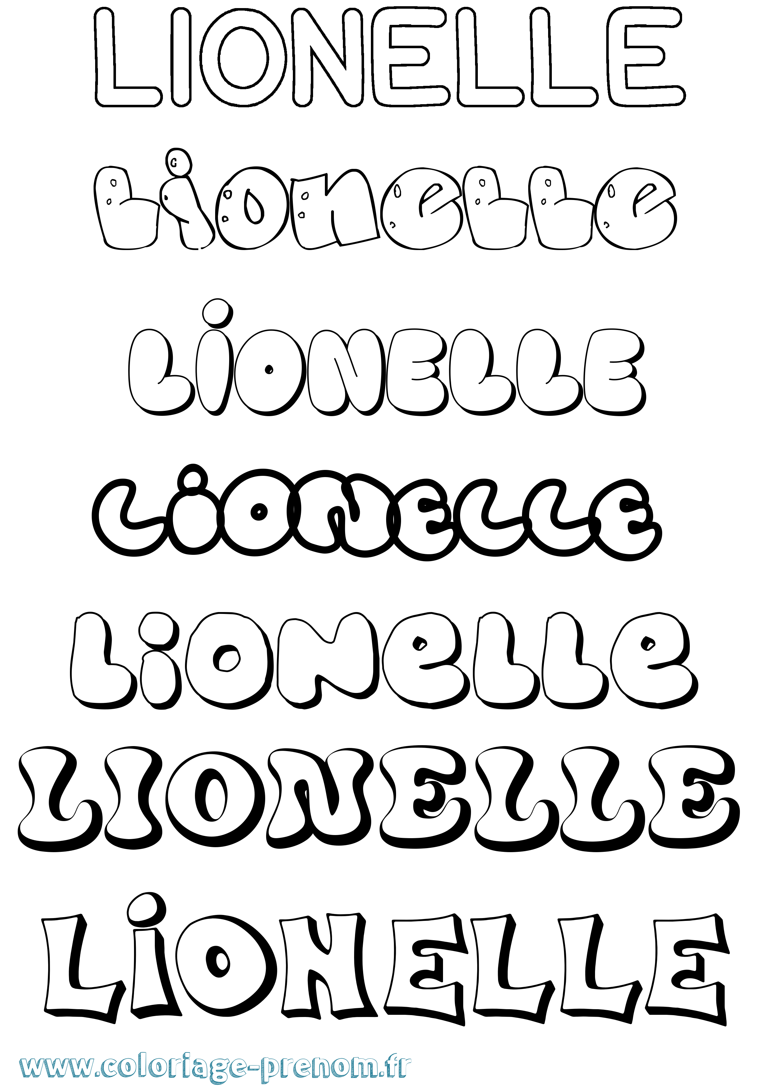 Coloriage Lionelle Bubble Coloriage prénom Lionelle Bubble