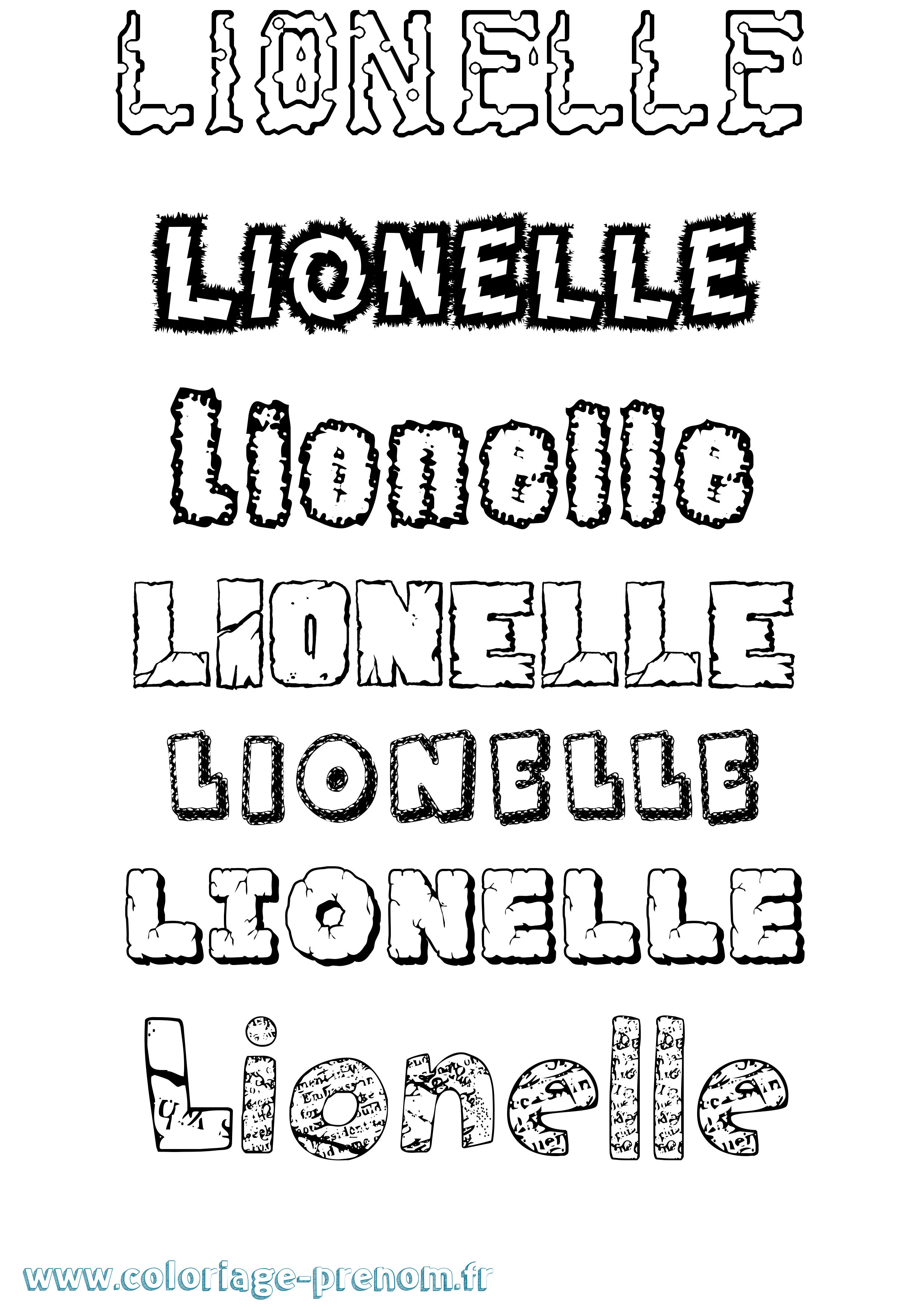 Coloriage Lionelle Destructuré Coloriage prénom Lionelle Destructuré
