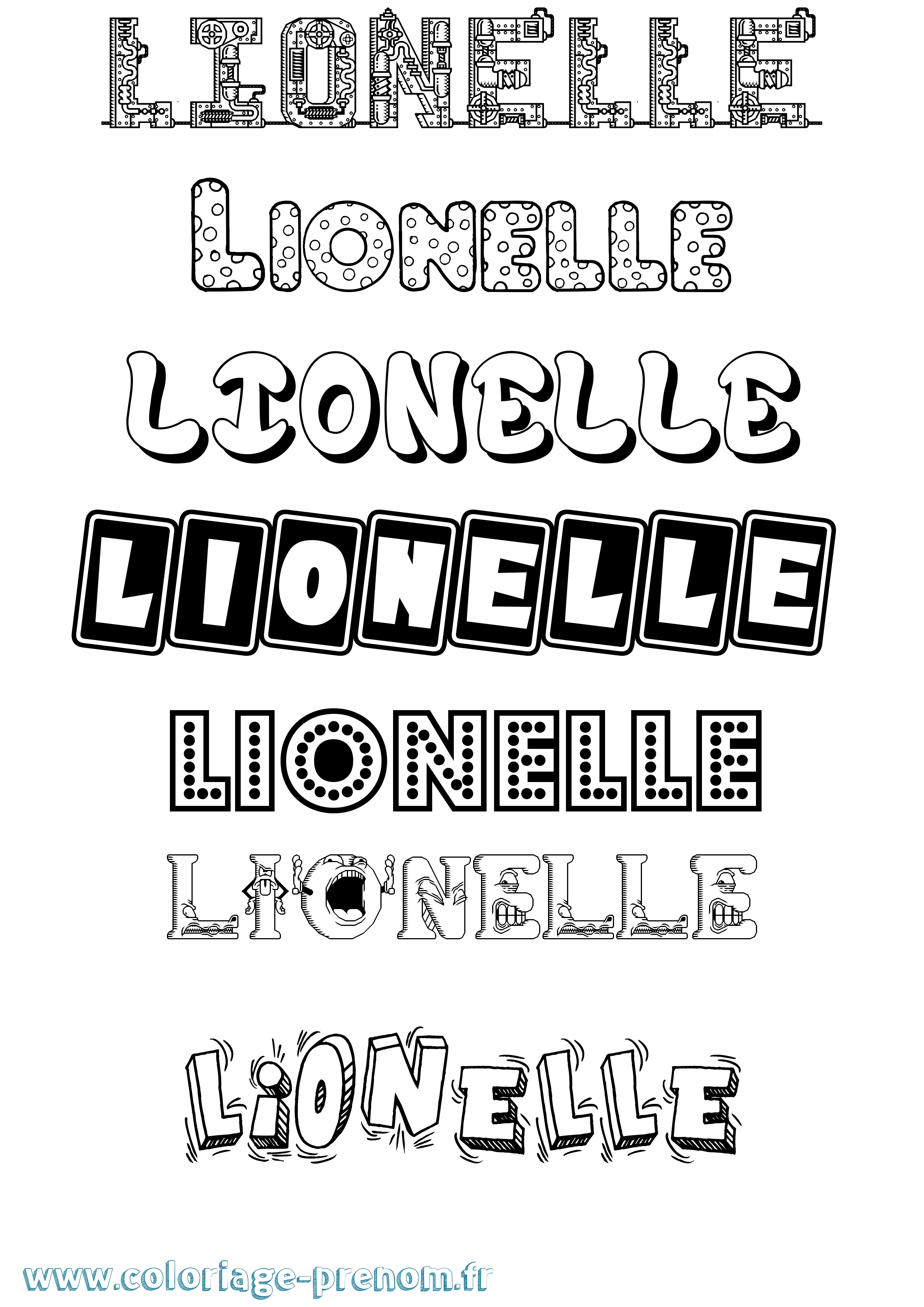 Coloriage Lionelle Fun Coloriage prénom Lionelle Fun