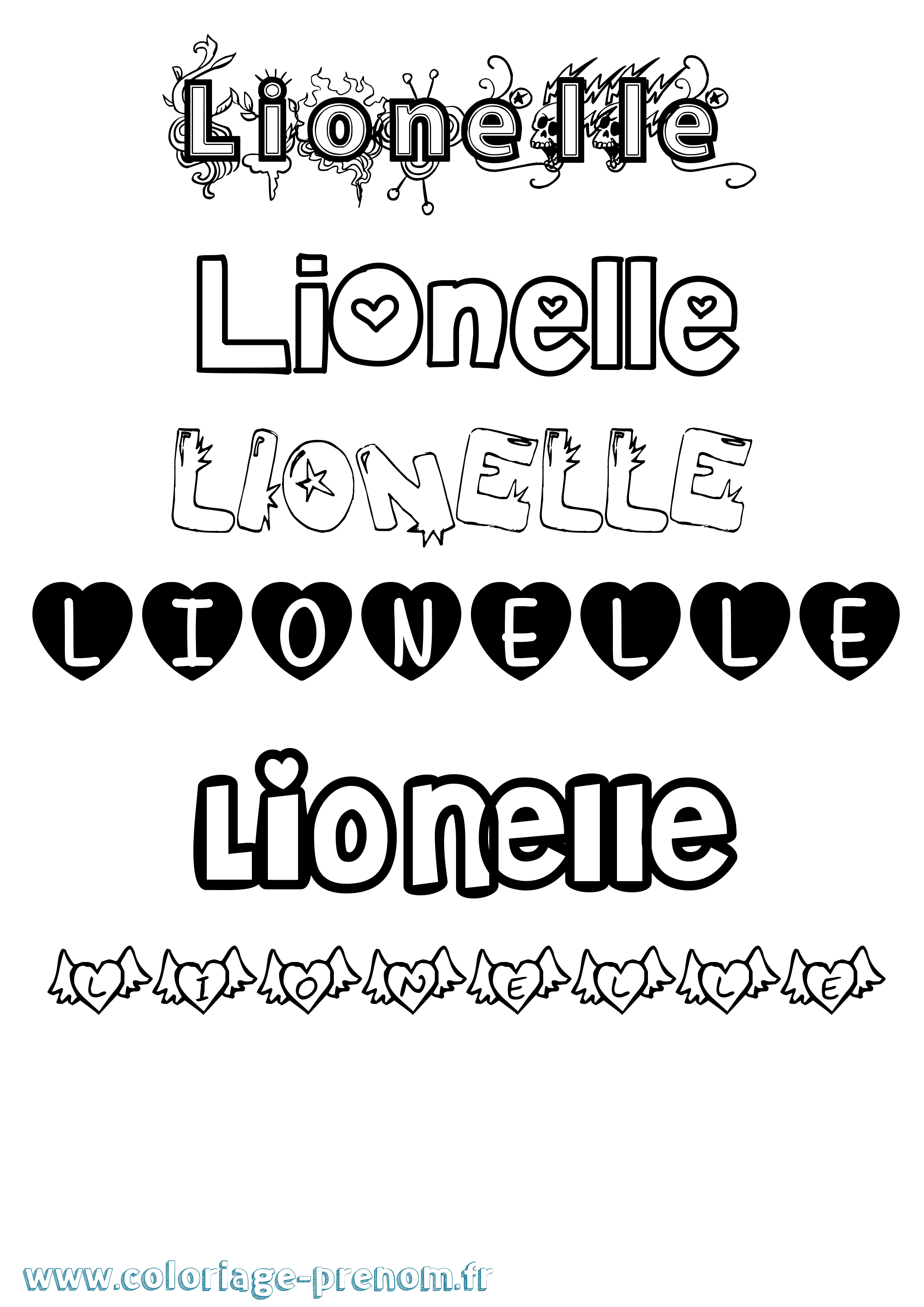 Coloriage Lionelle Girly Coloriage prénom Lionelle Girly