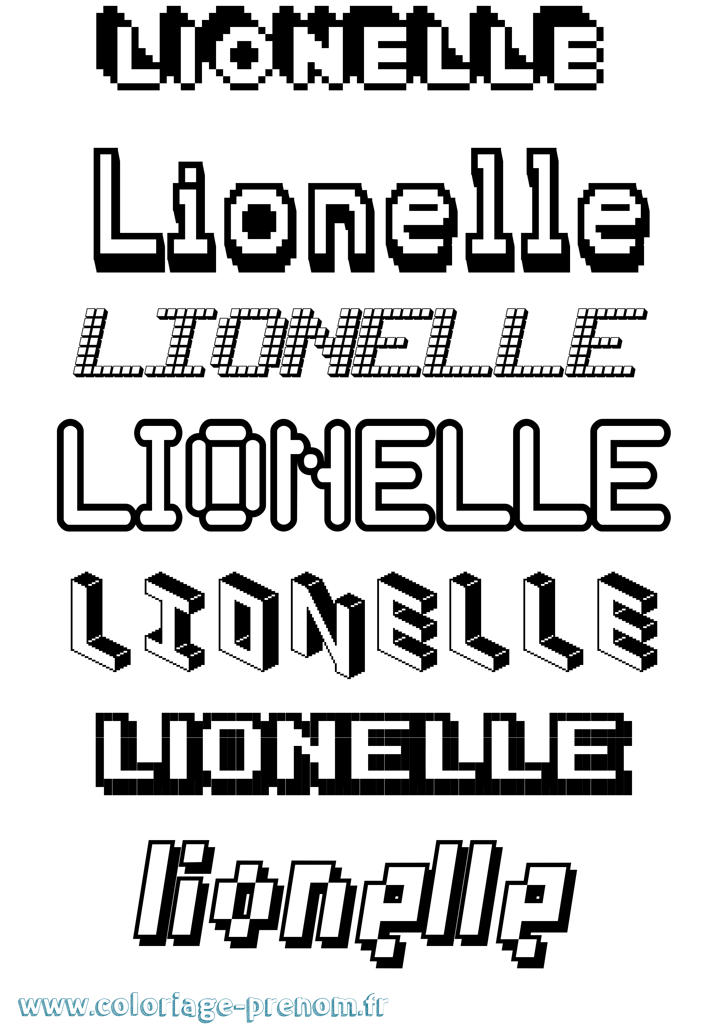 Coloriage Lionelle Pixel Coloriage prénom Lionelle Pixel
