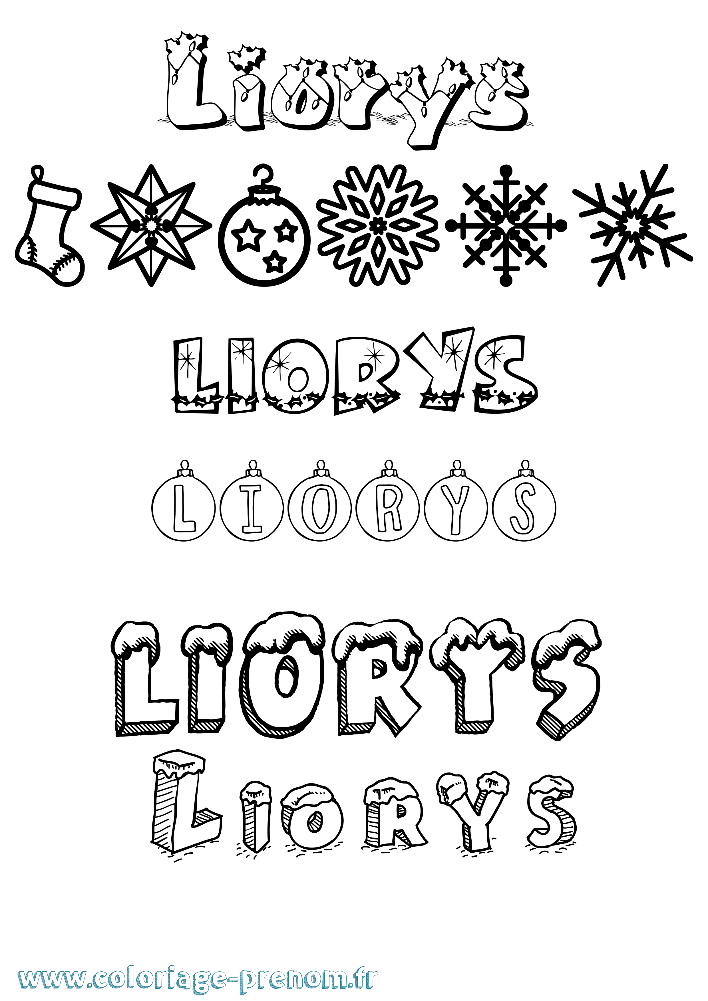 Coloriage Liorys Noël Coloriage prénom Liorys Noël