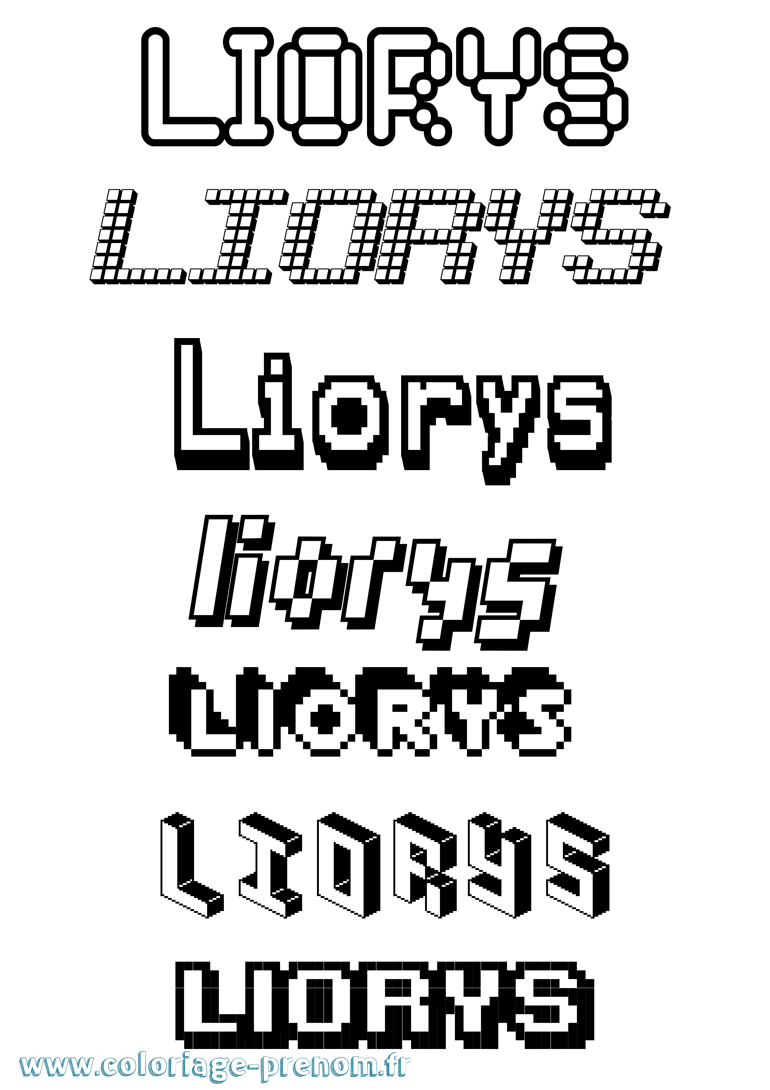 Coloriage Liorys Pixel Coloriage prénom Liorys Pixel