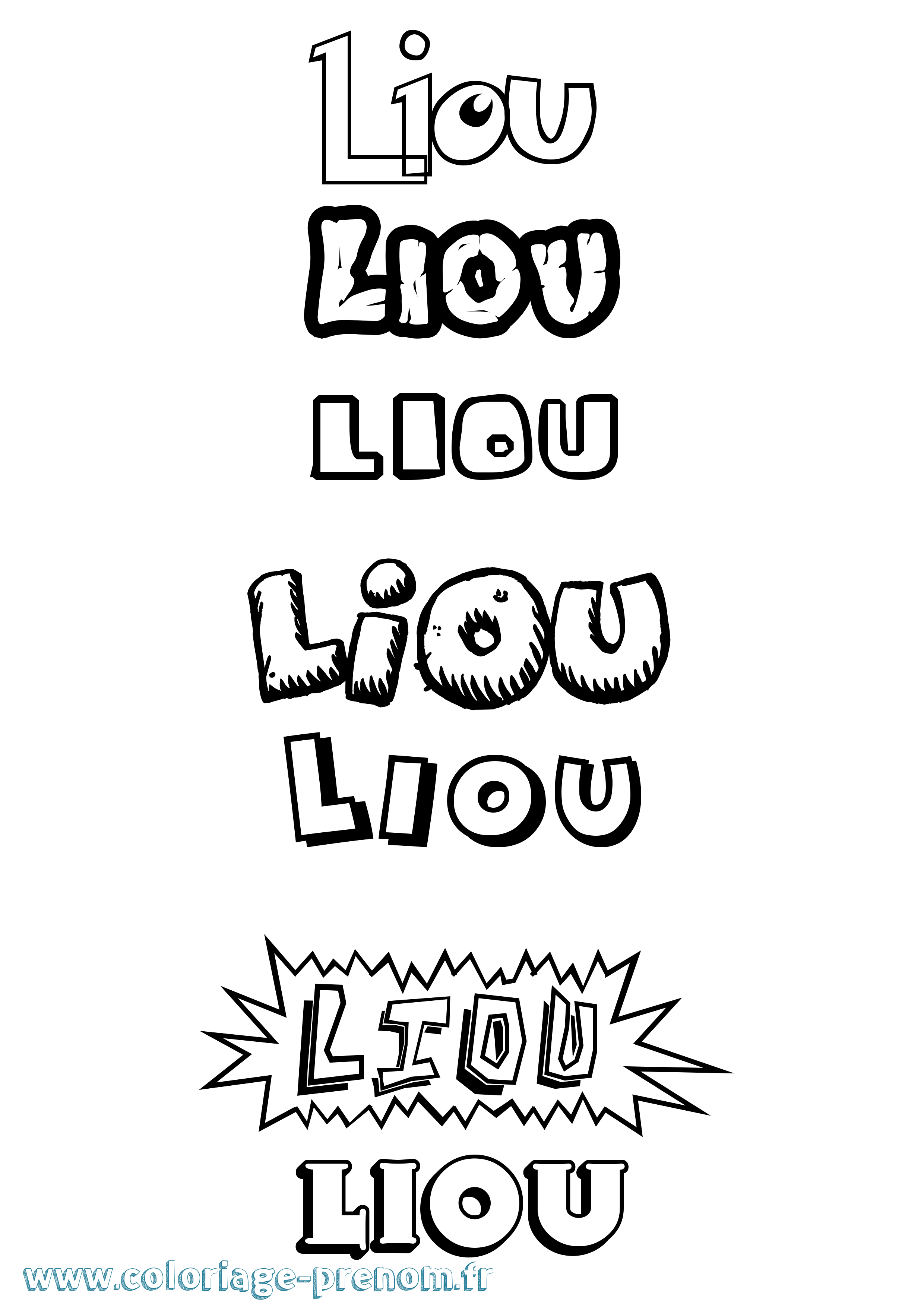 Coloriage Liou Dessin Animé Coloriage prénom Liou Dessin Animé
