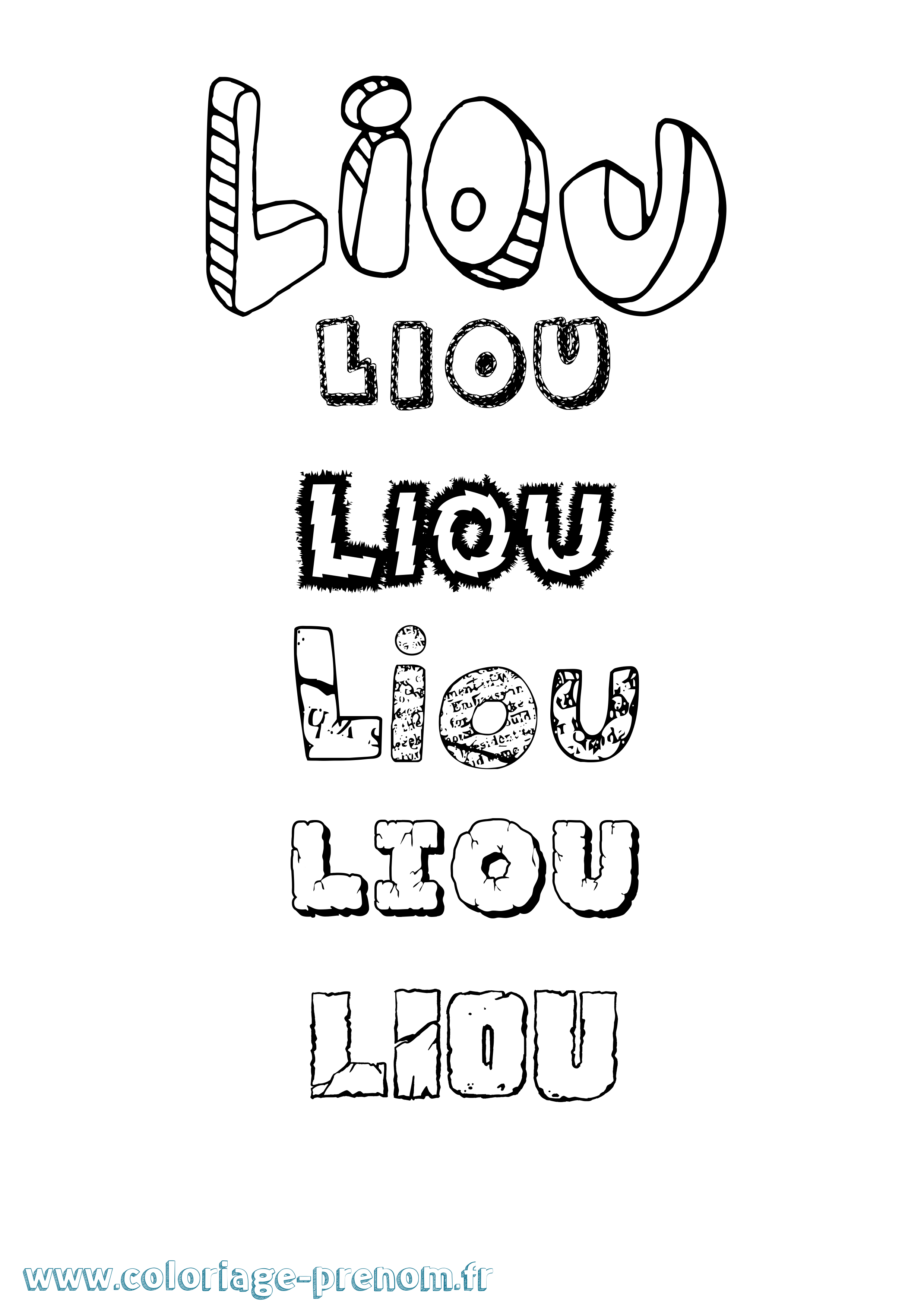 Coloriage Liou Destructuré Coloriage prénom Liou Destructuré