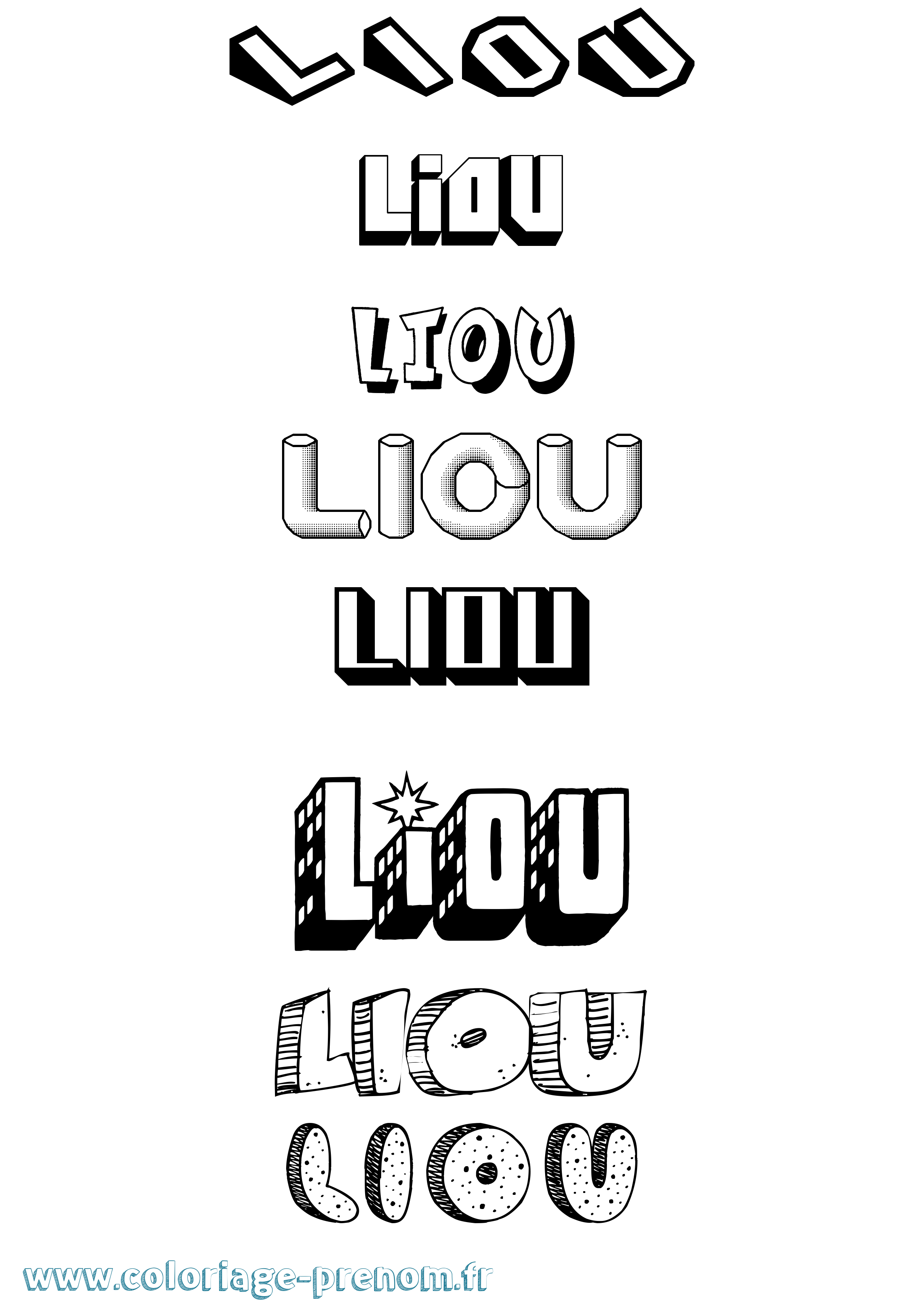Coloriage Liou Effet 3D Coloriage prénom Liou Effet 3D