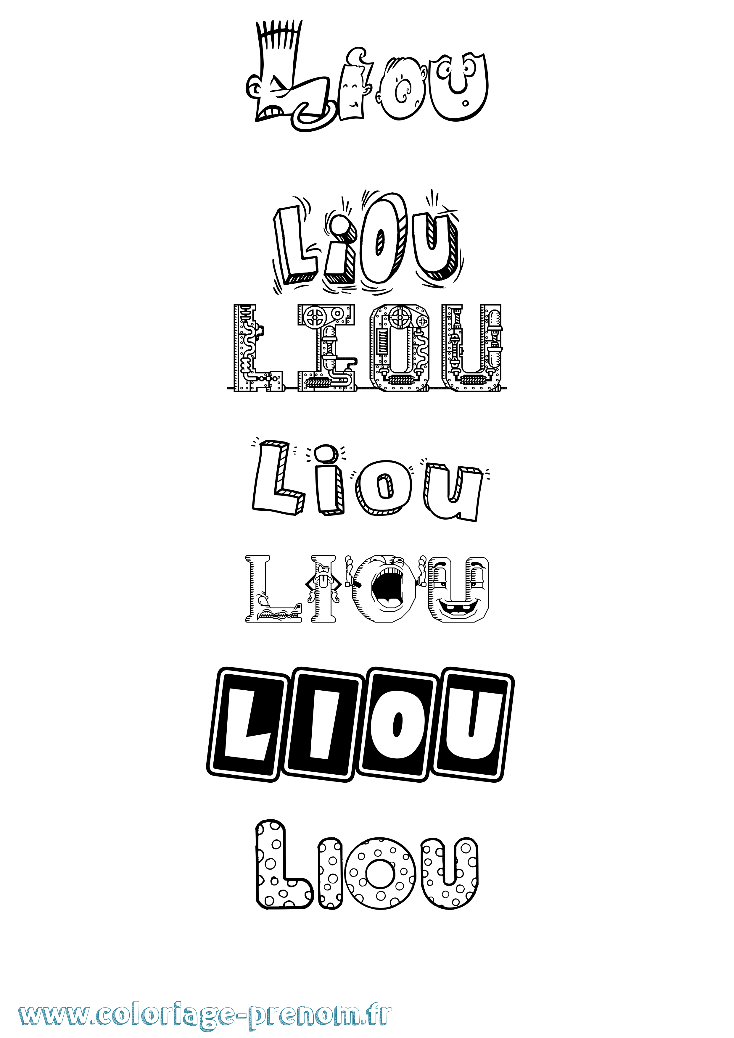 Coloriage Liou Fun Coloriage prénom Liou Fun