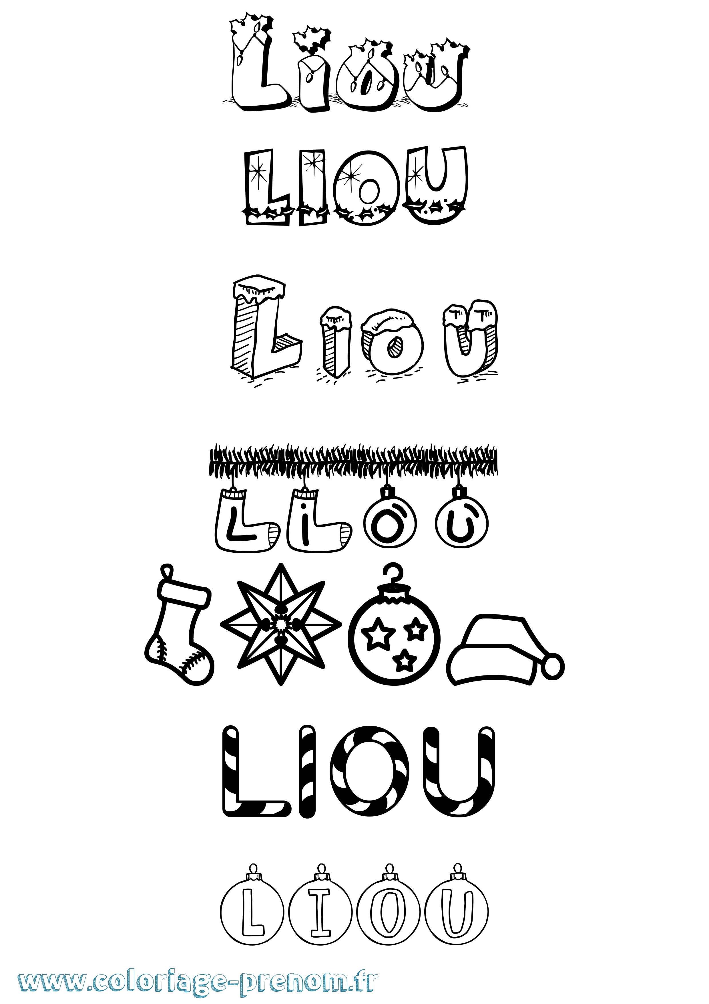 Coloriage Liou Noël Coloriage prénom Liou Noël