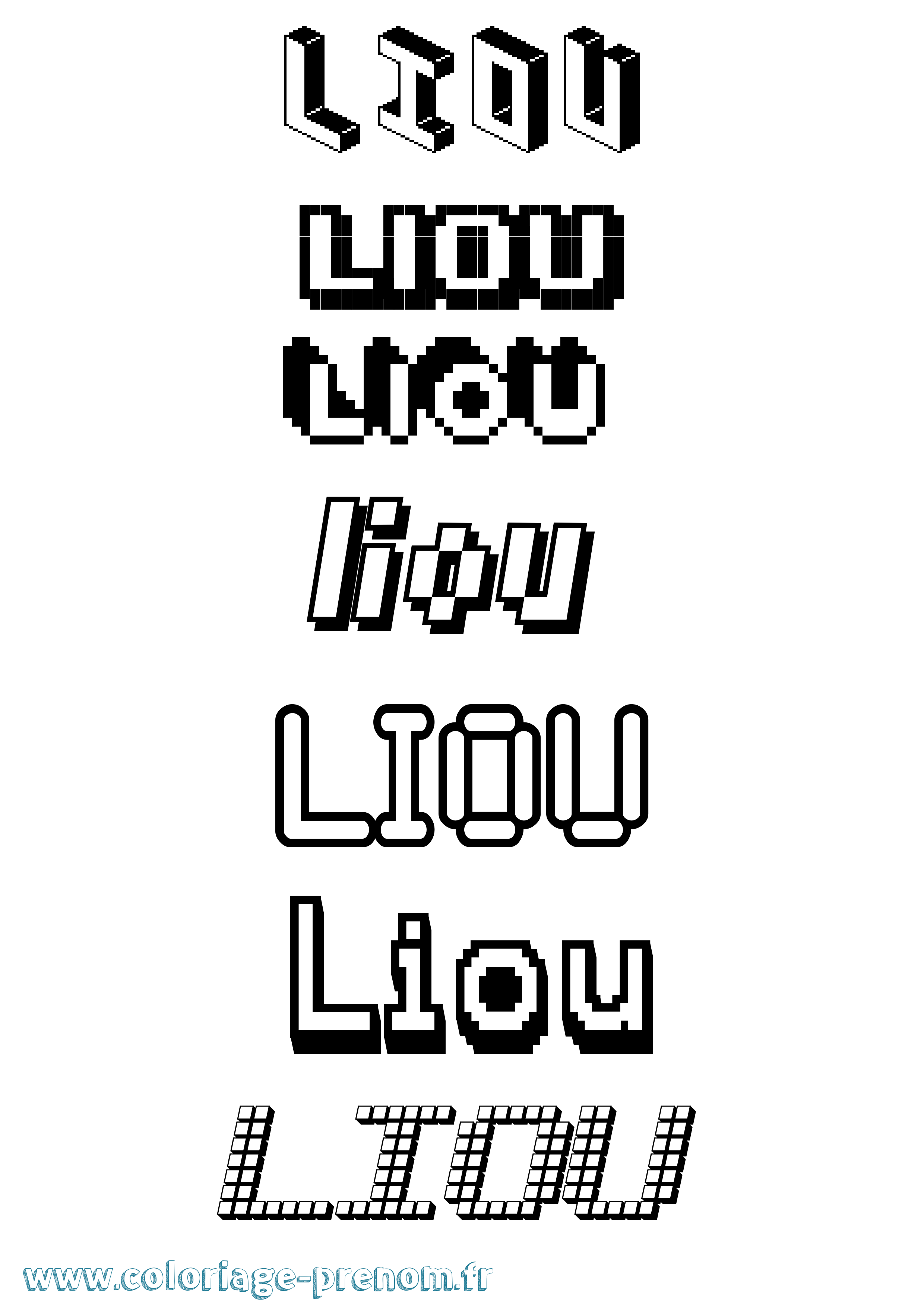 Coloriage Liou Pixel Coloriage prénom Liou Pixel