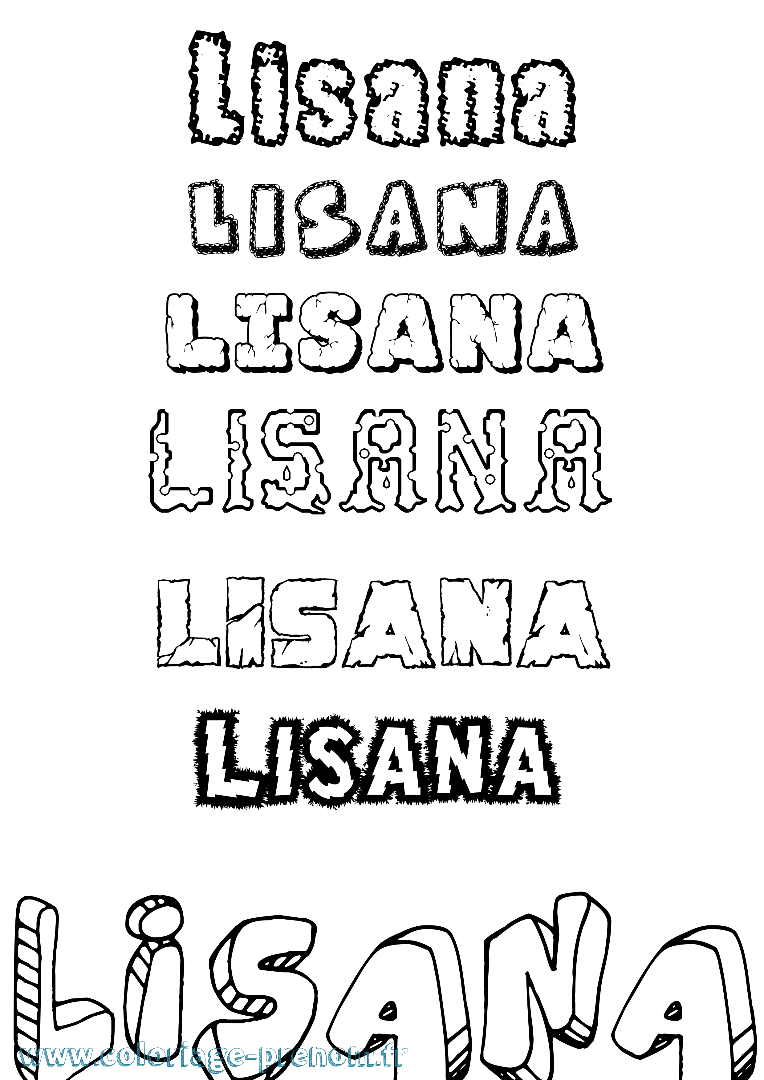Coloriage Lisana Destructuré Coloriage prénom Lisana Destructuré