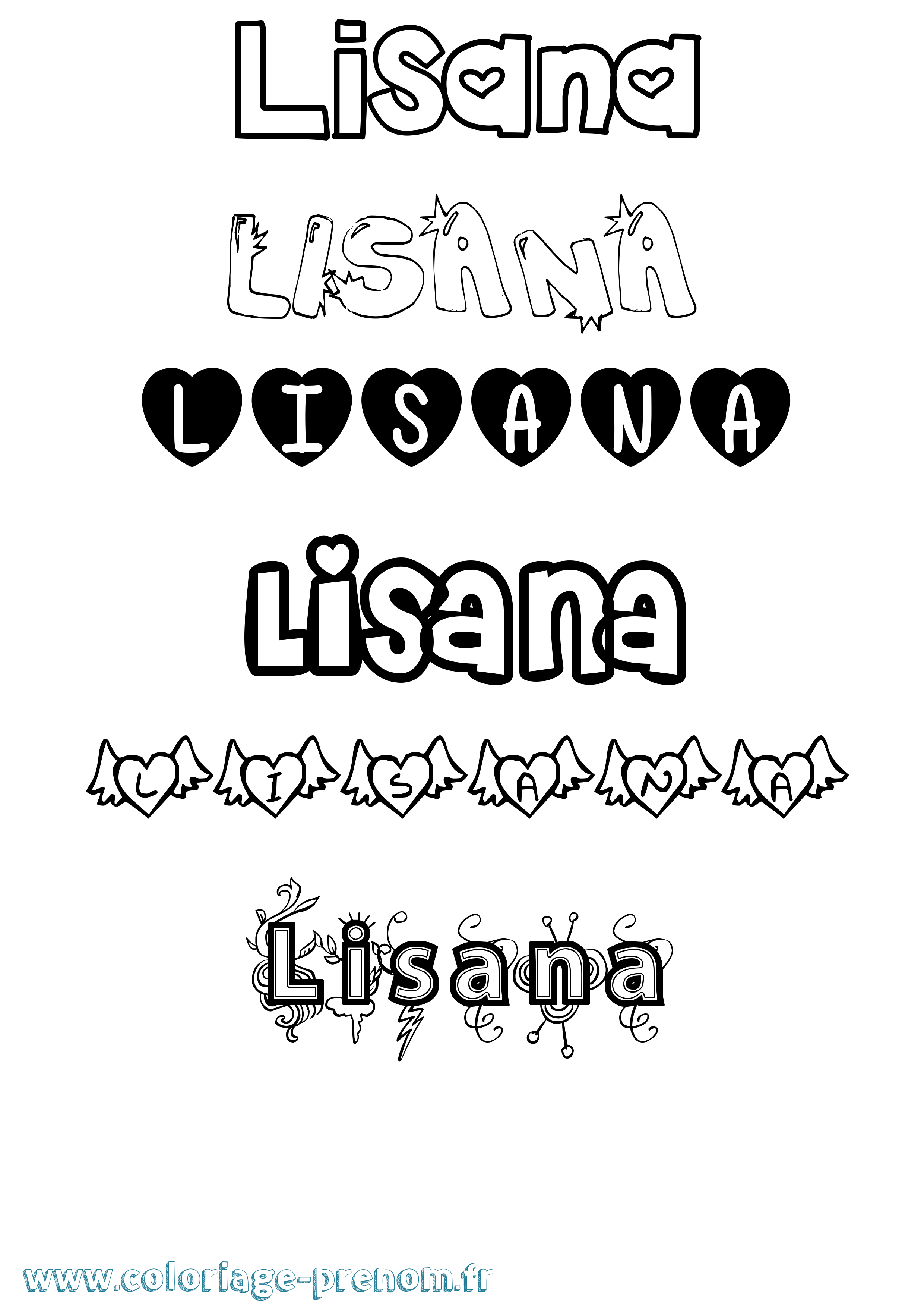 Coloriage Lisana Girly Coloriage prénom Lisana Girly