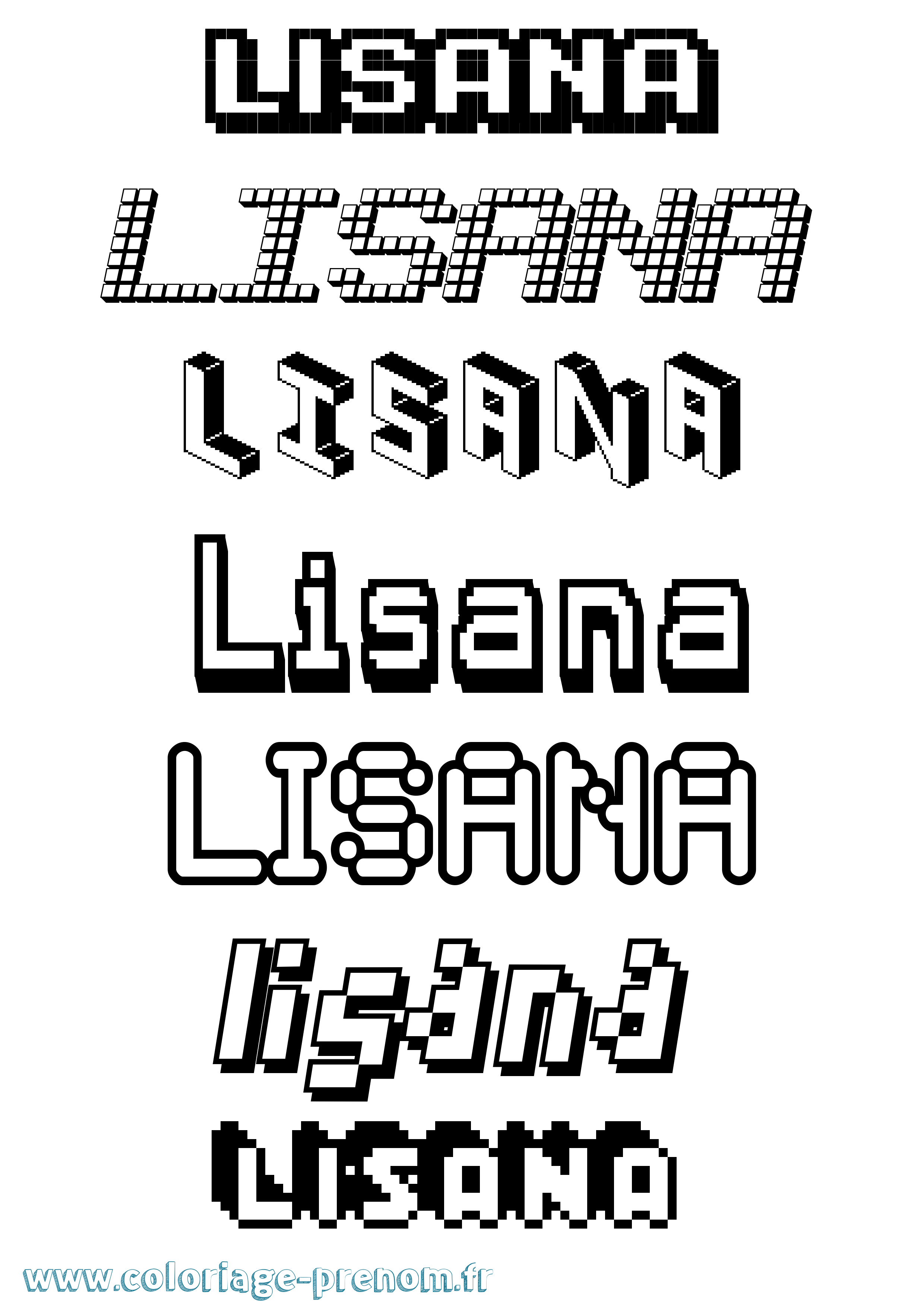 Coloriage Lisana Pixel Coloriage prénom Lisana Pixel