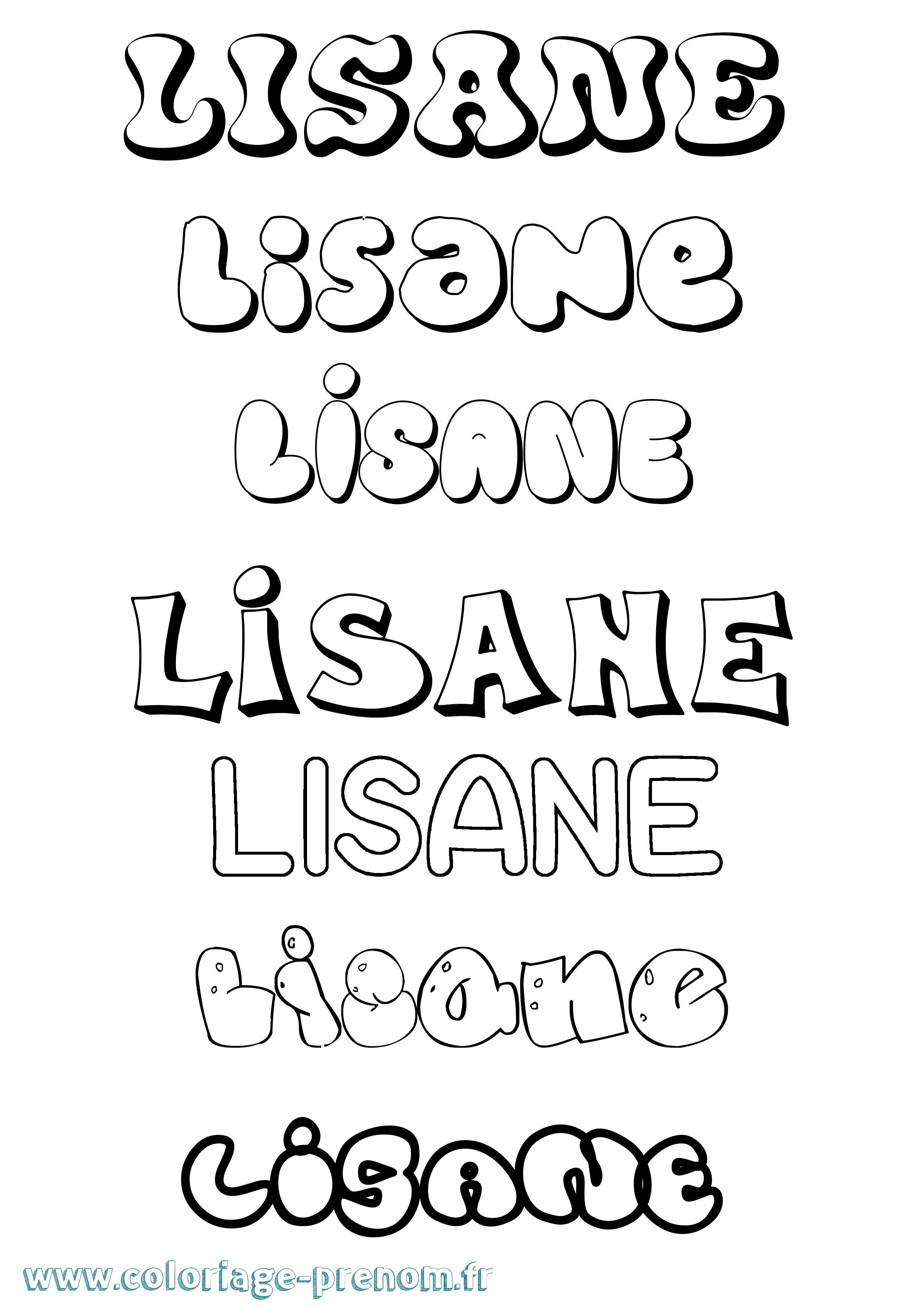 Coloriage Lisane Bubble Coloriage prénom Lisane Bubble