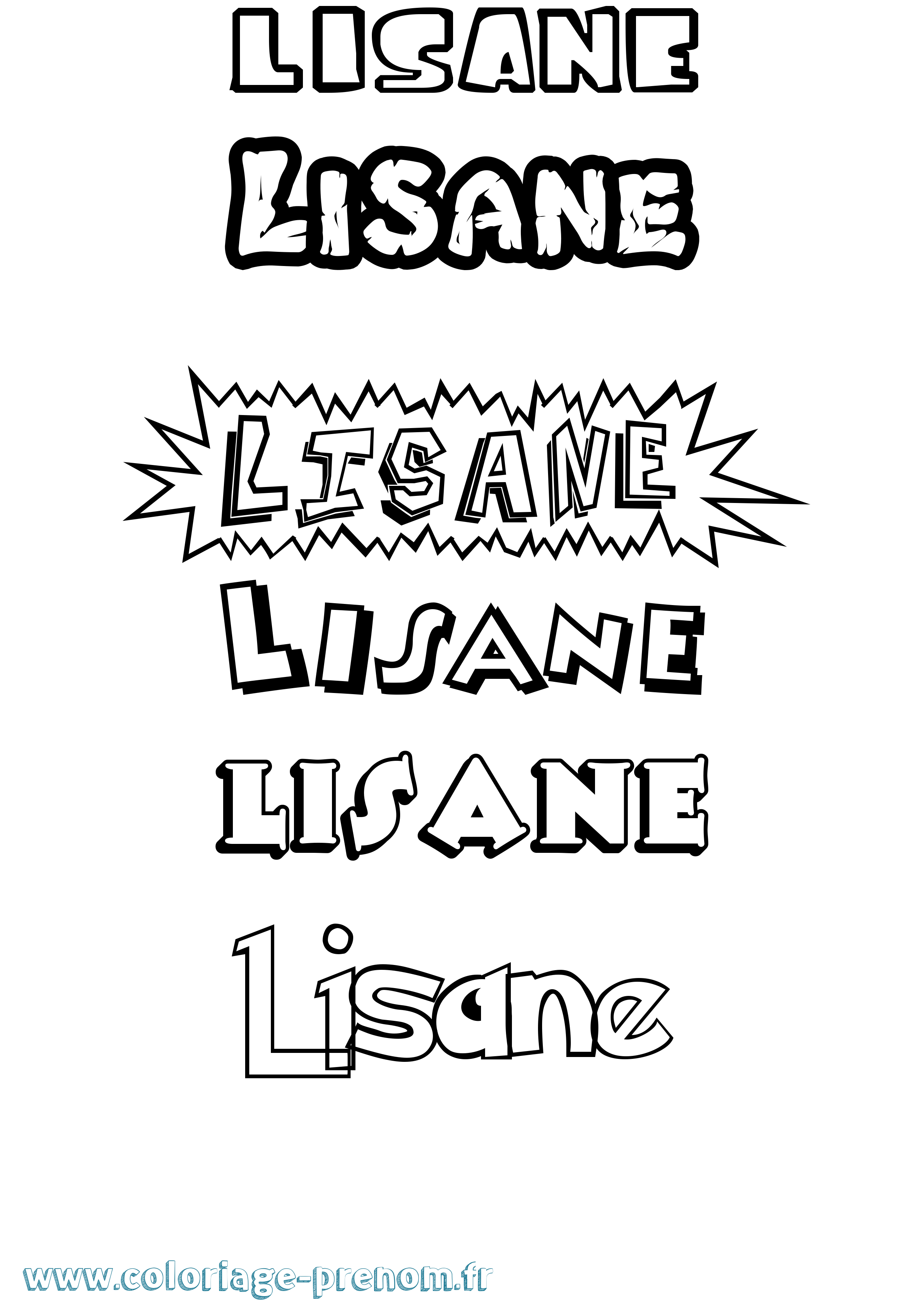 Coloriage Lisane Dessin Animé Coloriage prénom Lisane Dessin Animé
