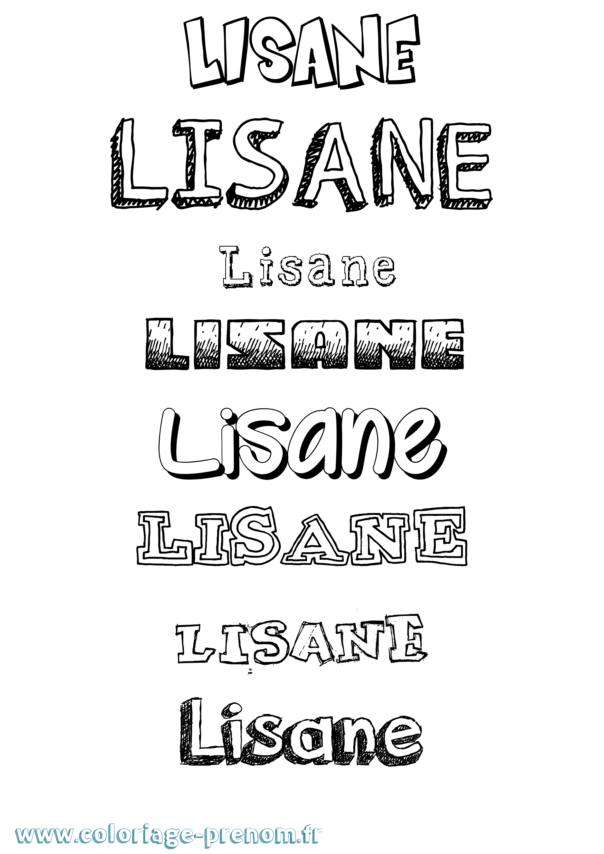 Coloriage Lisane Dessiné Coloriage prénom Lisane Dessiné