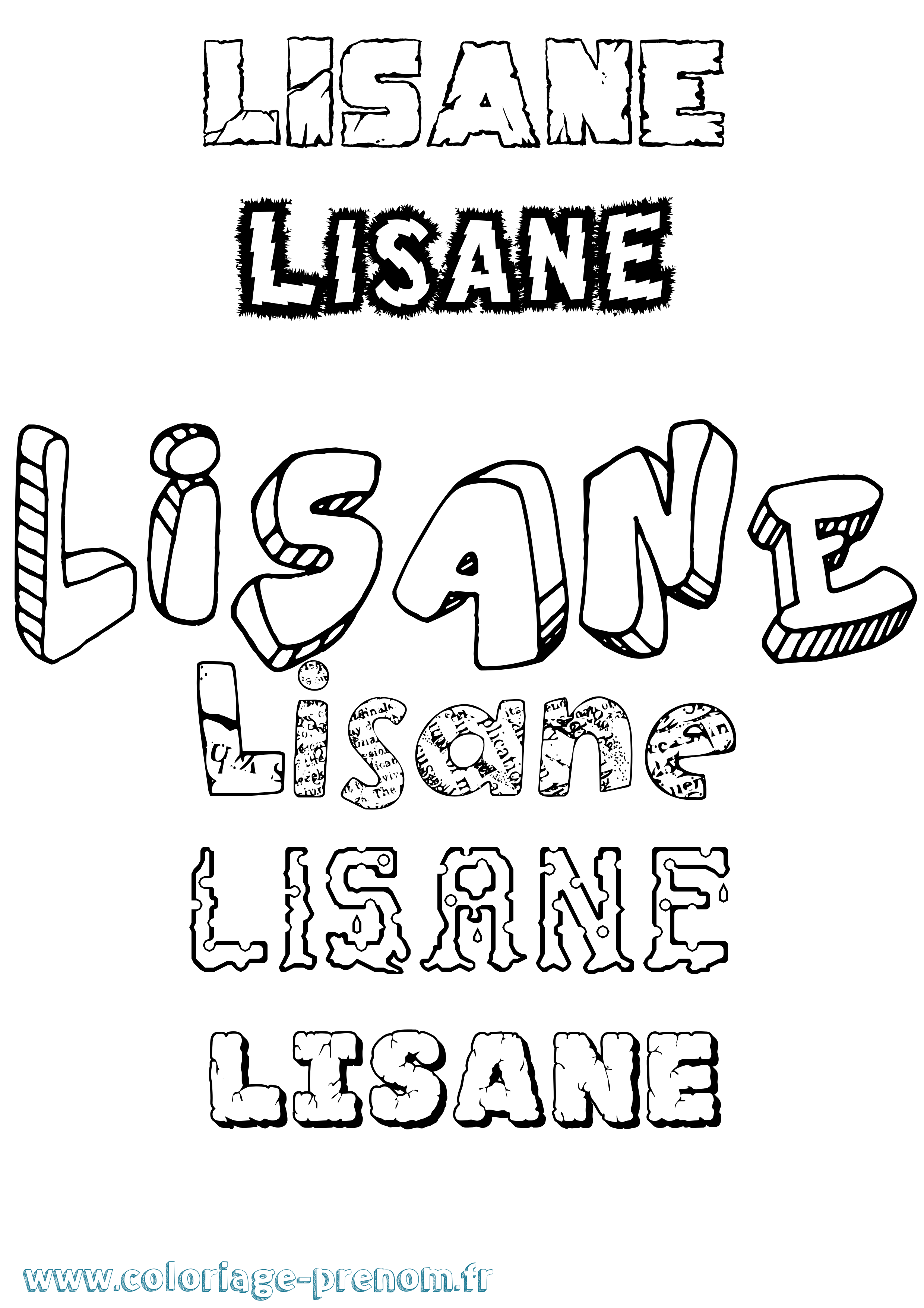 Coloriage Lisane Destructuré Coloriage prénom Lisane Destructuré