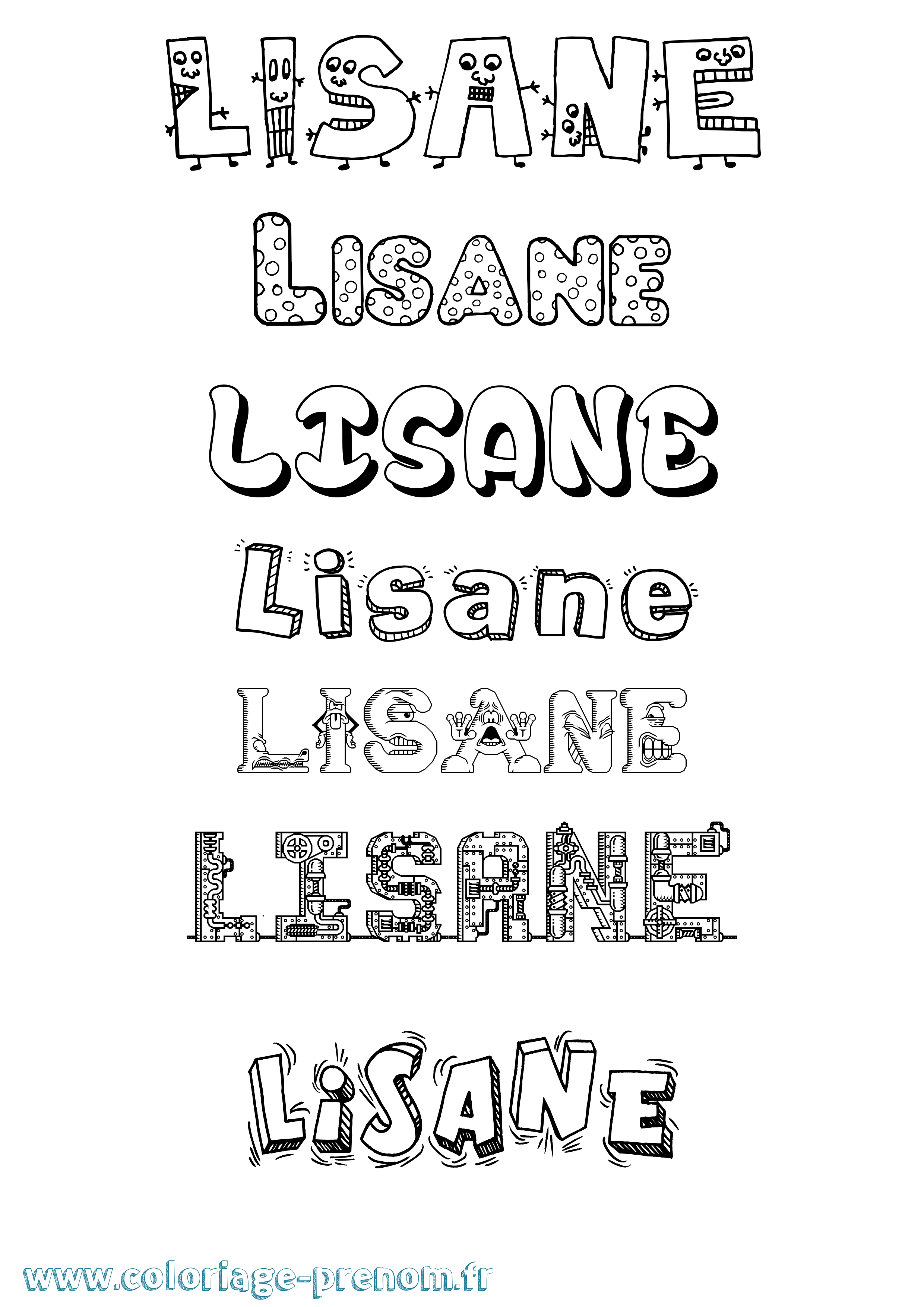 Coloriage Lisane Fun Coloriage prénom Lisane Fun