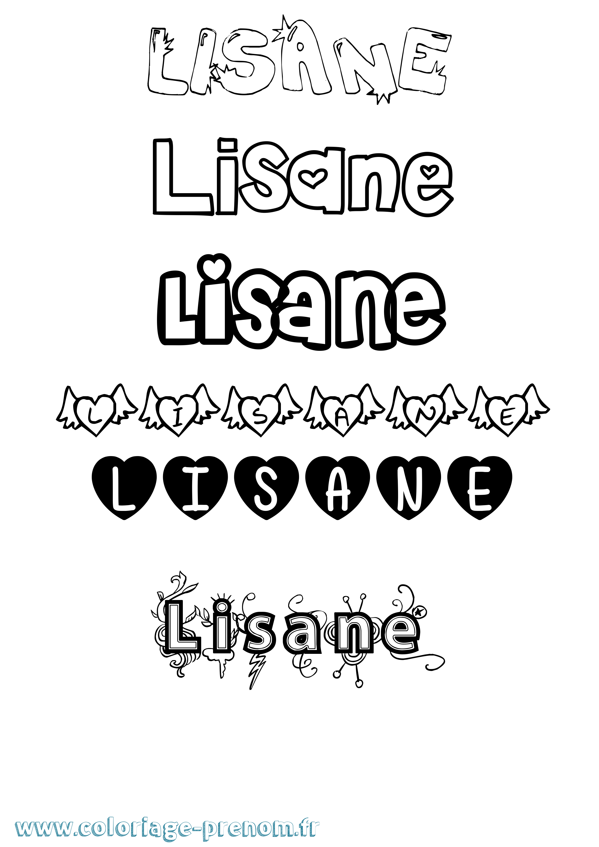 Coloriage Lisane Girly Coloriage prénom Lisane Girly