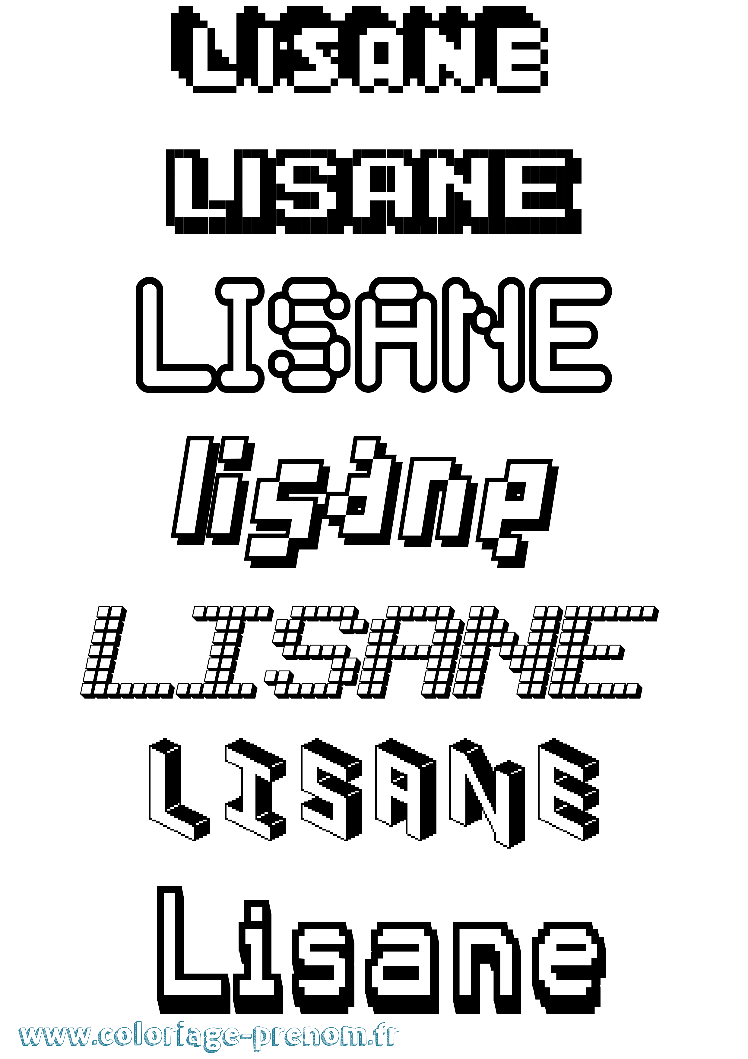 Coloriage Lisane Pixel Coloriage prénom Lisane Pixel