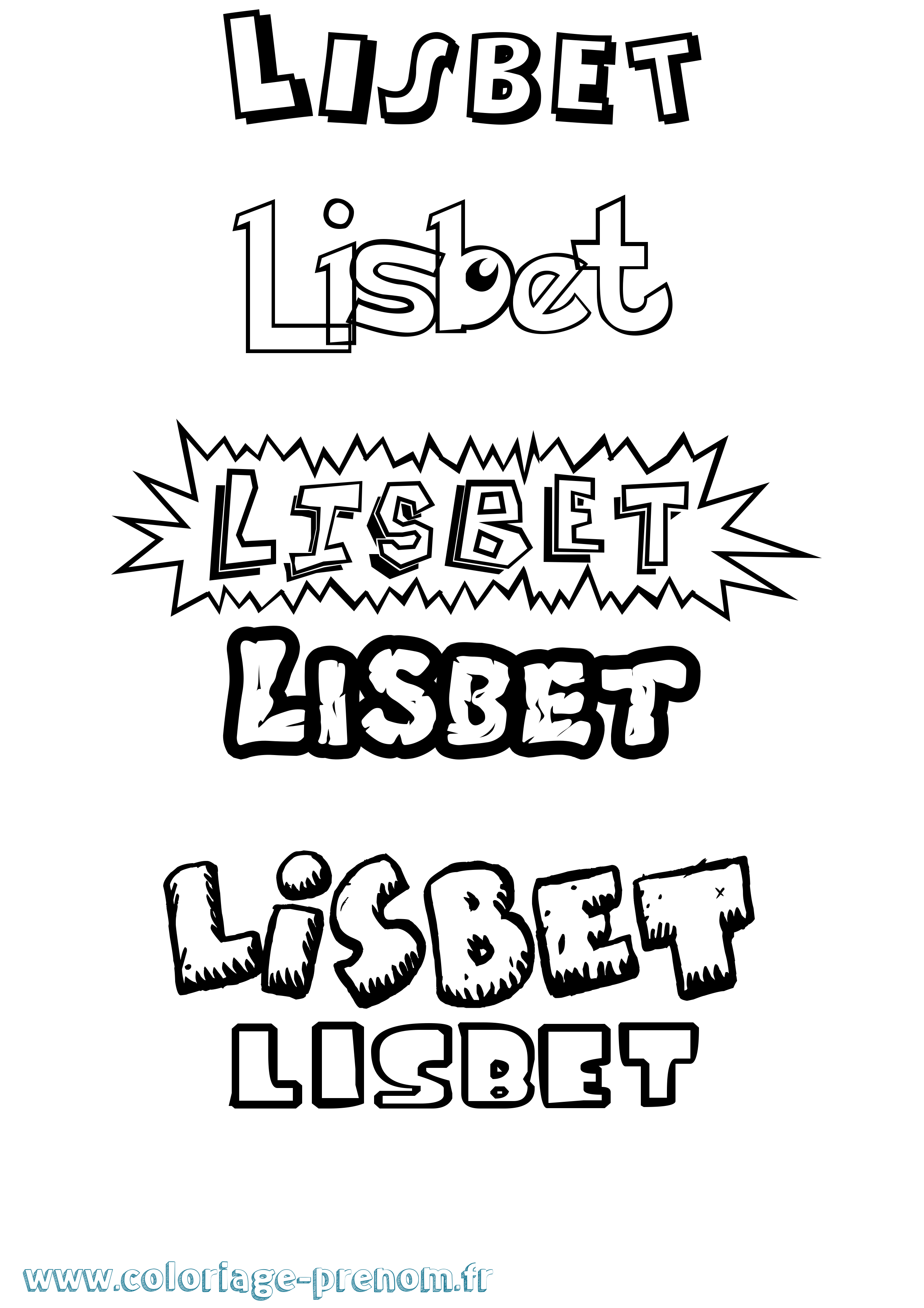 Coloriage Lisbet Dessin Animé Coloriage prénom Lisbet Dessin Animé