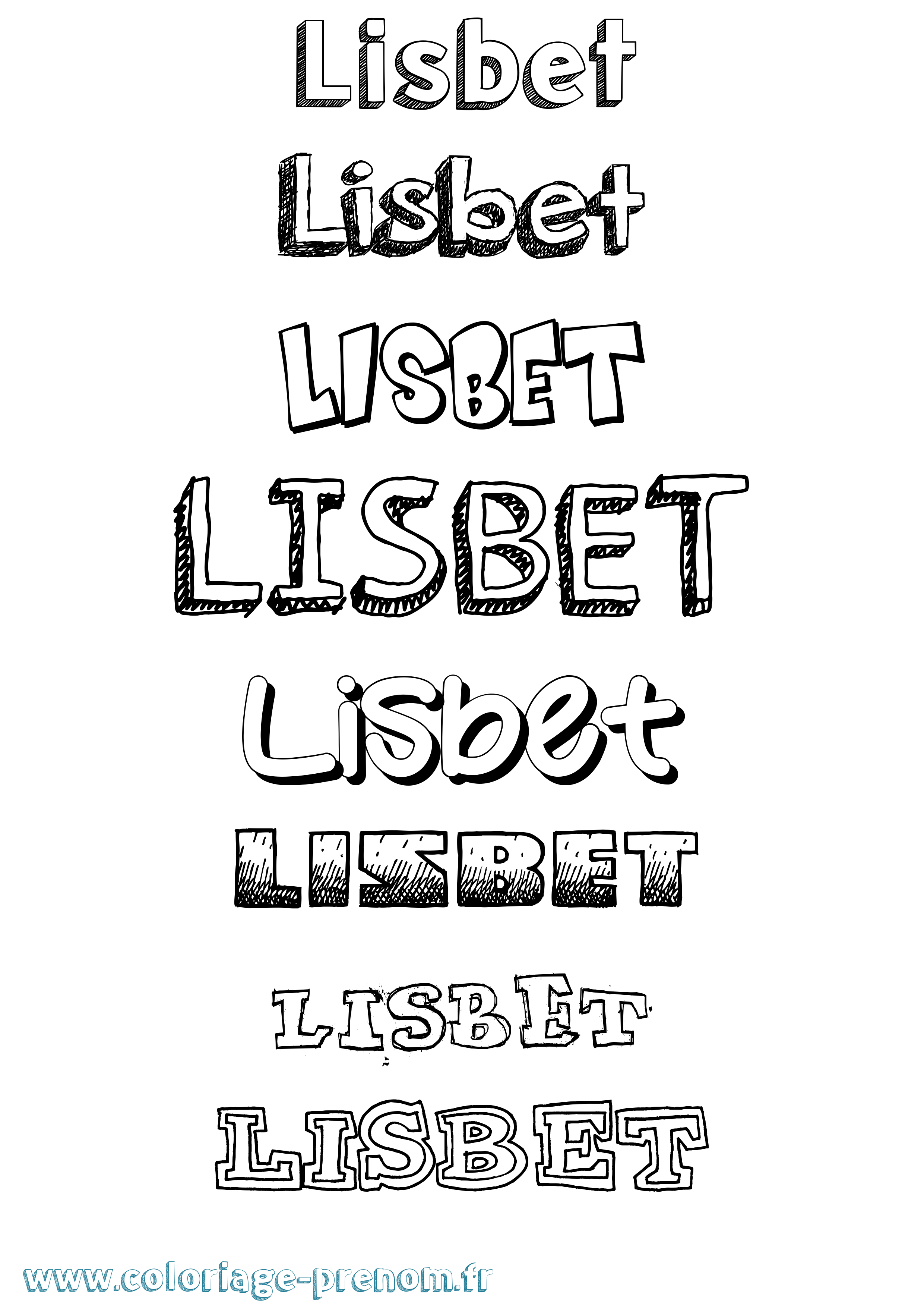 Coloriage Lisbet Dessiné Coloriage prénom Lisbet Dessiné