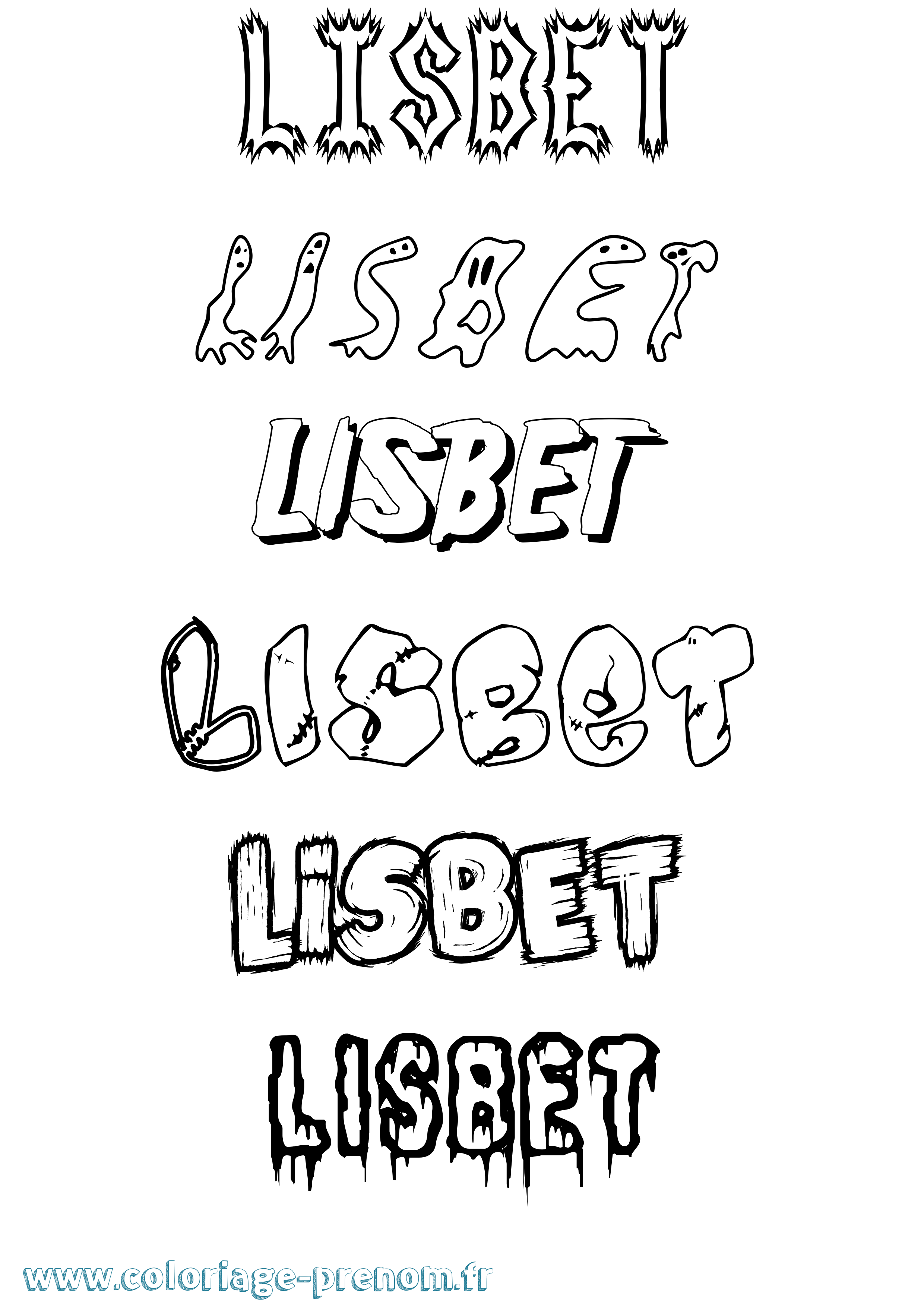 Coloriage Lisbet Frisson Coloriage prénom Lisbet Frisson